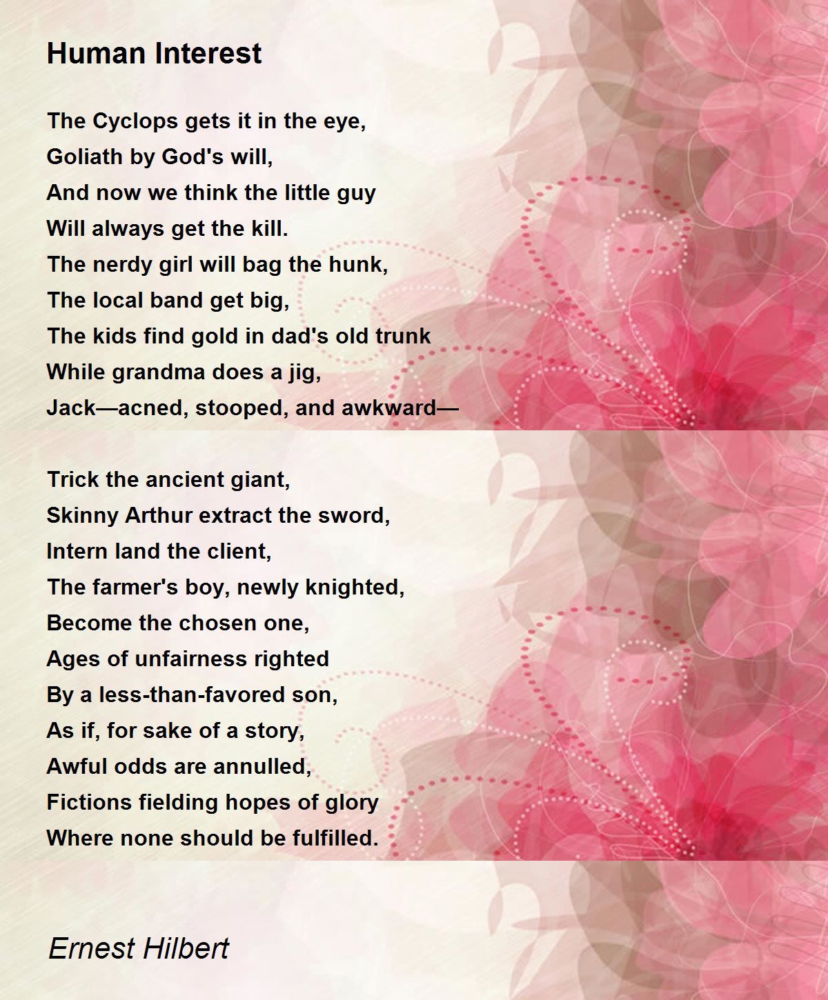 Human Interest - Human Interest Poem by Ernest Hilbert