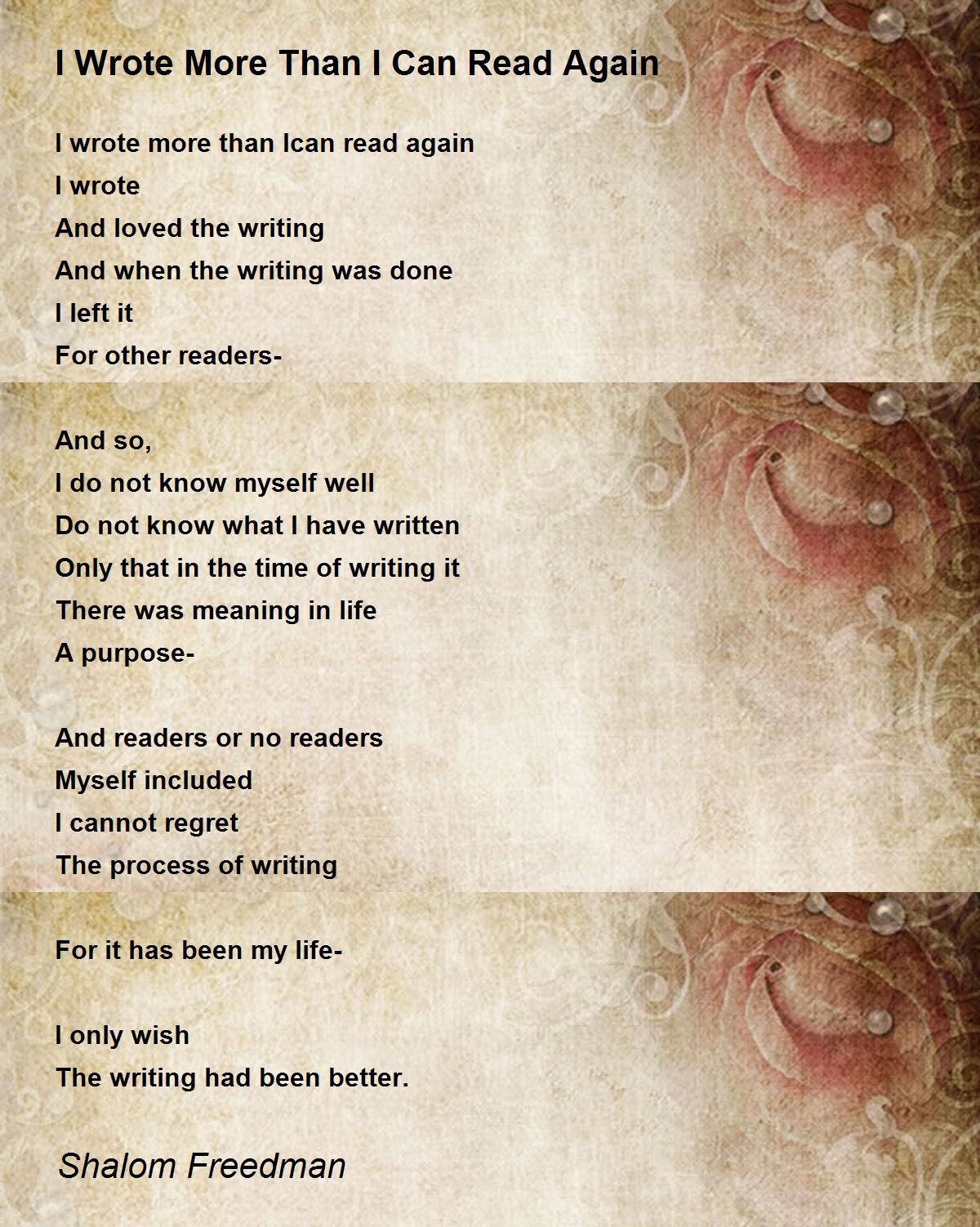 I Wrote More Than I Can Read Again by Shalom Freedman - I Wrote More ...