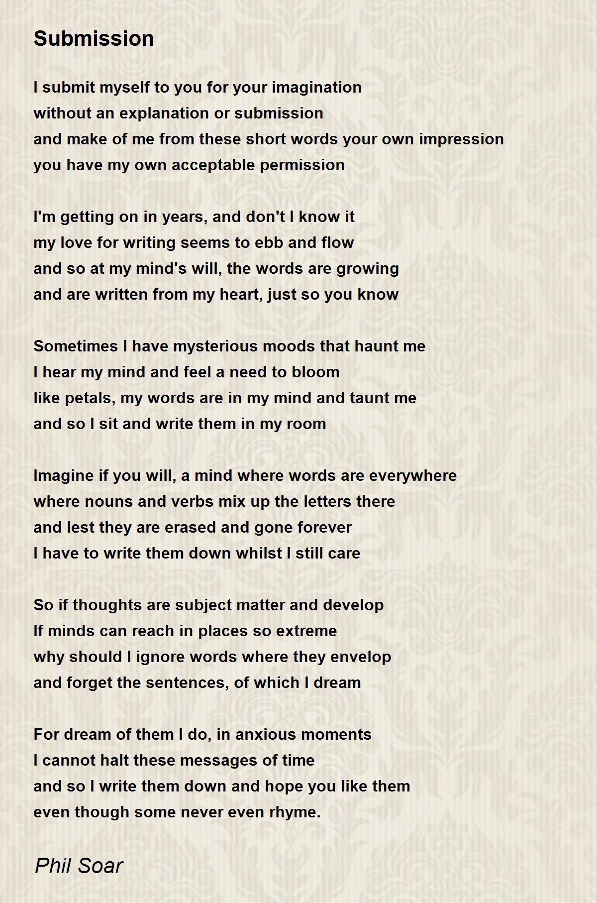 Submission Poem by Phil Soar Poem Hunter