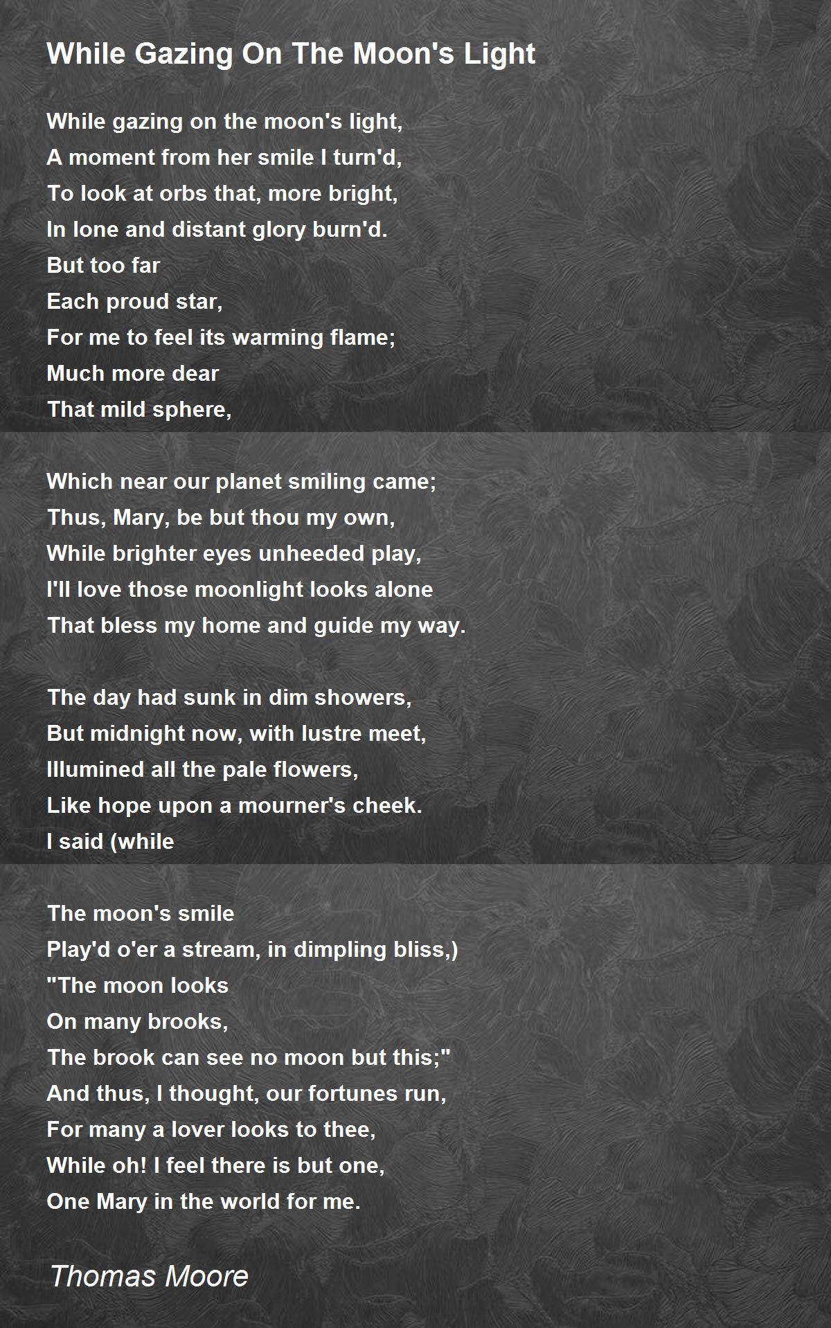 While Gazing On The Moon's Light Poem by Thomas Moore 