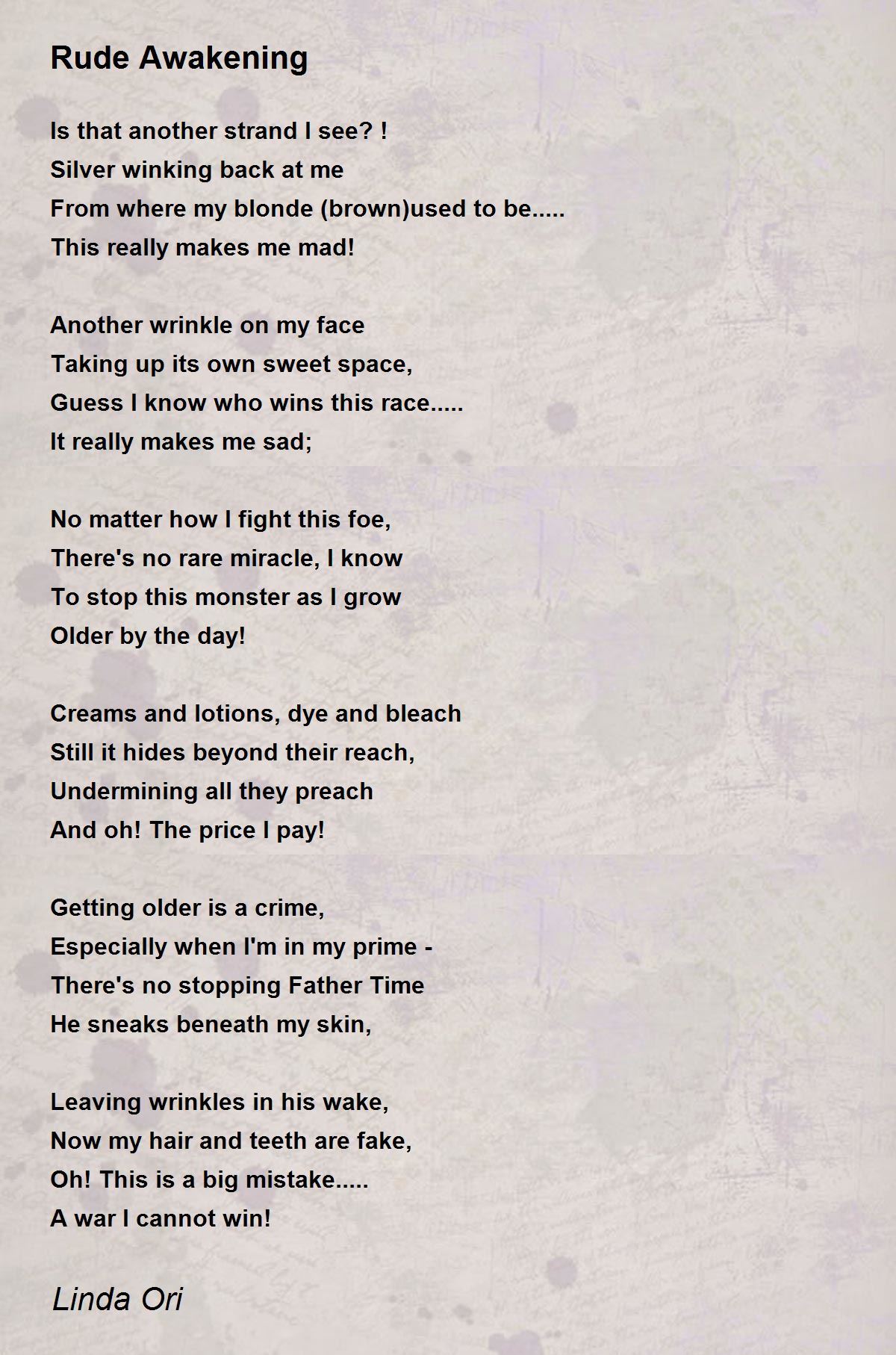 Rude Awakening Rude Awakening Poem by Linda Ori