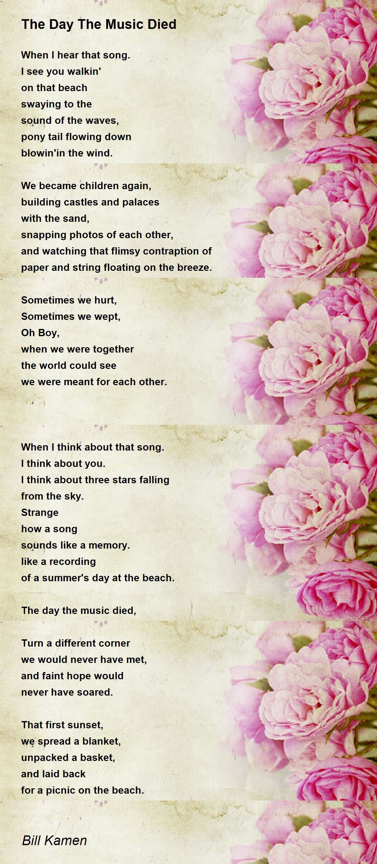 The Day The Music Died Poem by Bill Kamen Poem Hunter