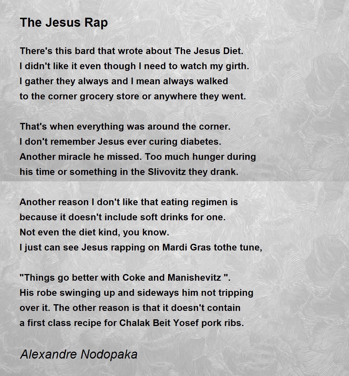 The Jesus Rap The Jesus Rap Poem by Alexandre Nodopaka
