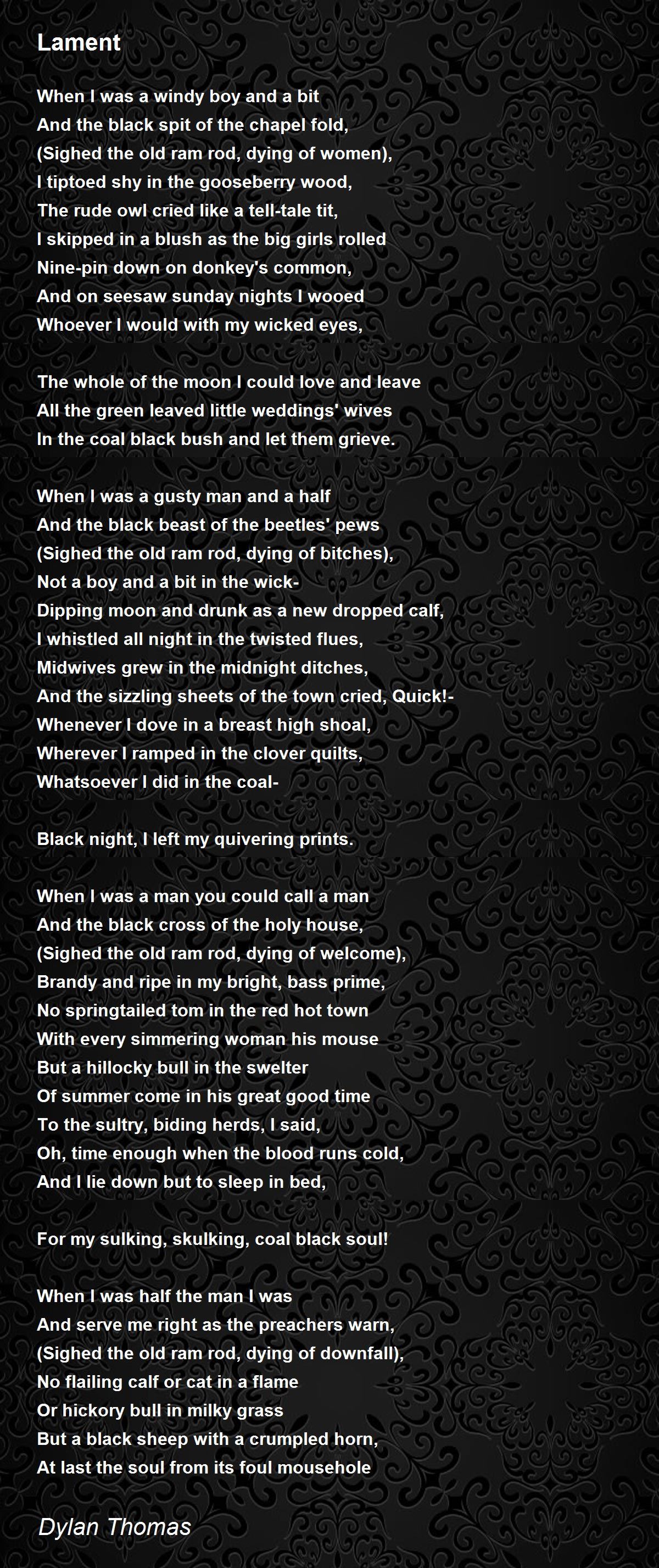 Lament Poem by Dylan Thomas - Poem Hunter Comments