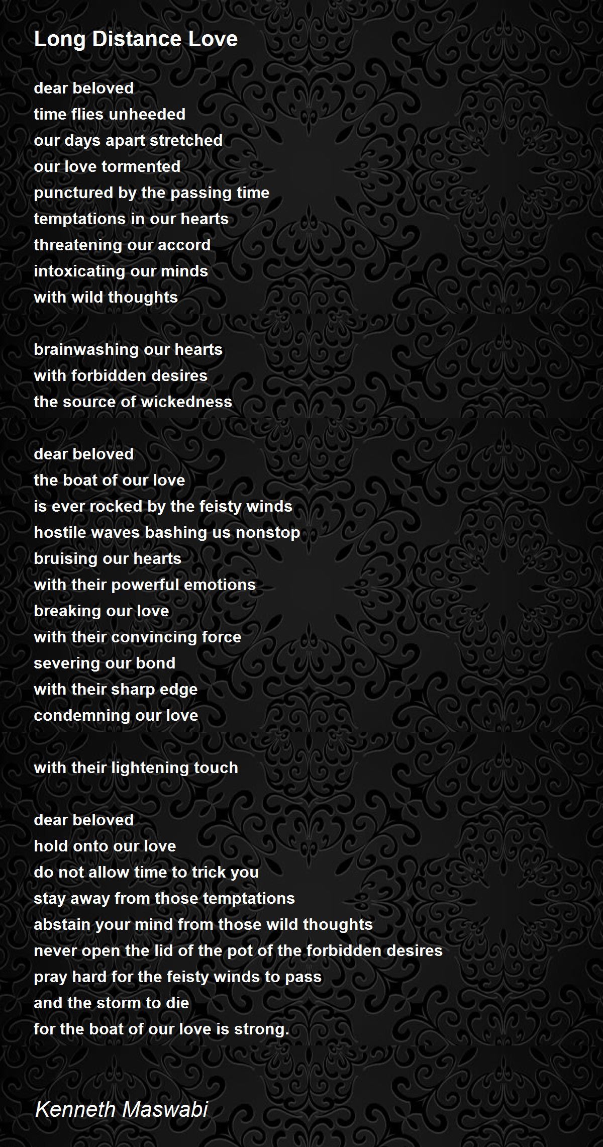 Long Distance Love Long Distance Love Poem by Maswabi