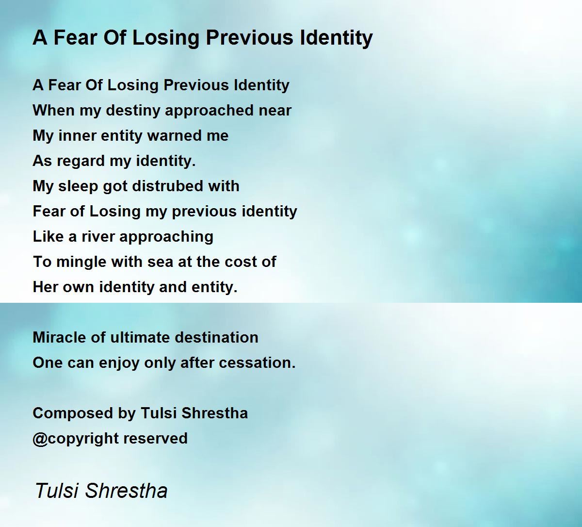 A Fear Of Losing Previous Identity A Fear Of Losing Previous Identity