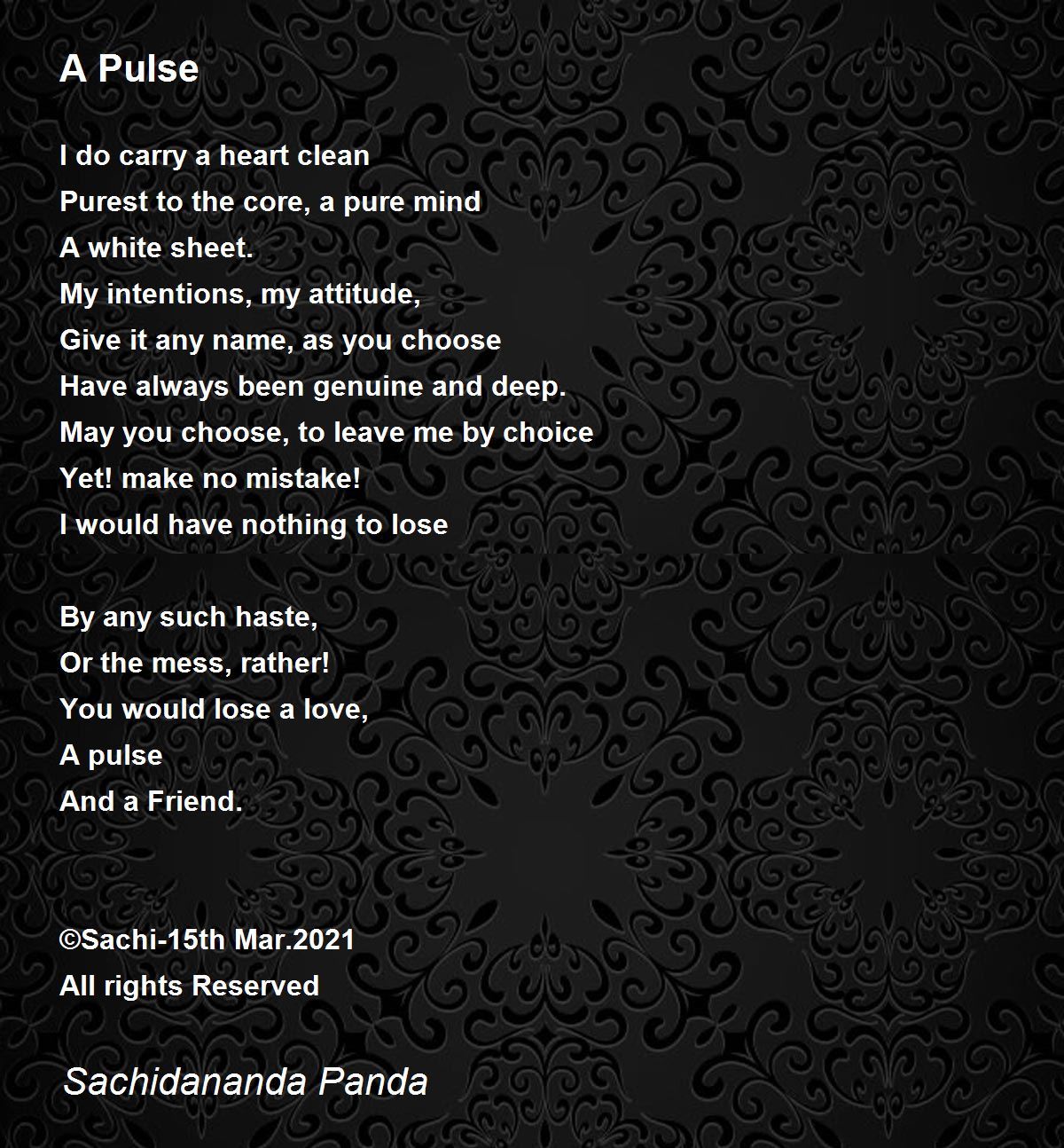 A Pulse by Sachidananda Panda A Pulse Poem