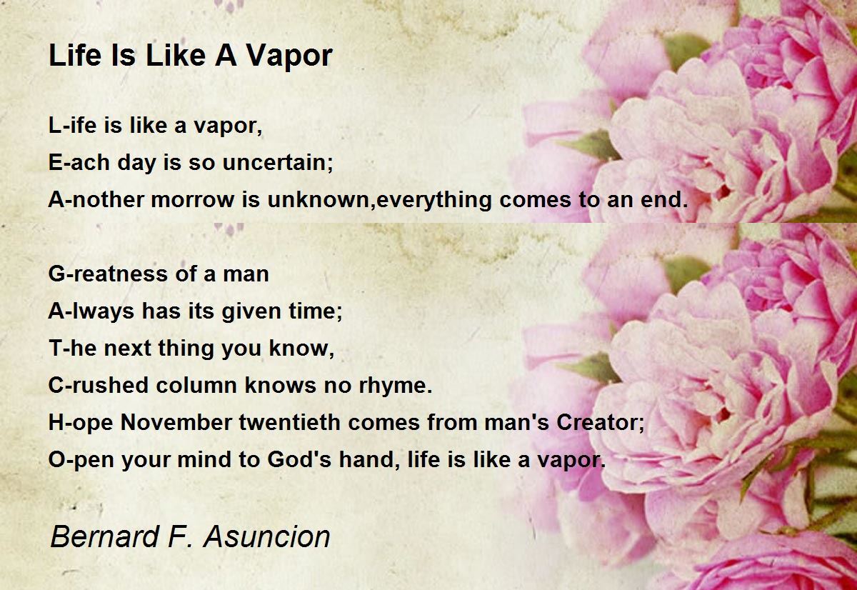 Life Is Like A Vapor Life Is Like A Vapor Poem by Bernard F. Asuncion
