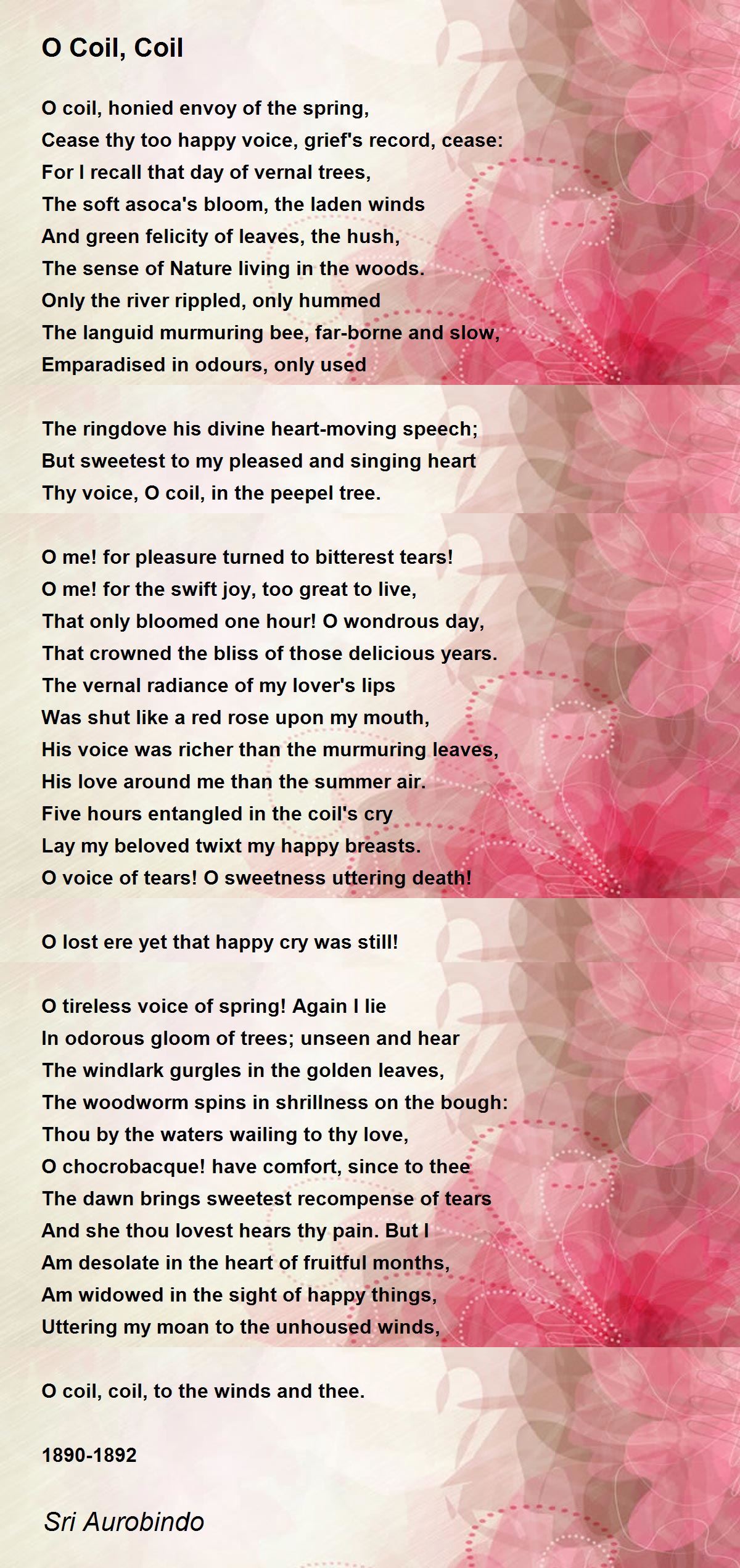 O Coil, Coil O Coil, Coil Poem by Sri Aurobindo