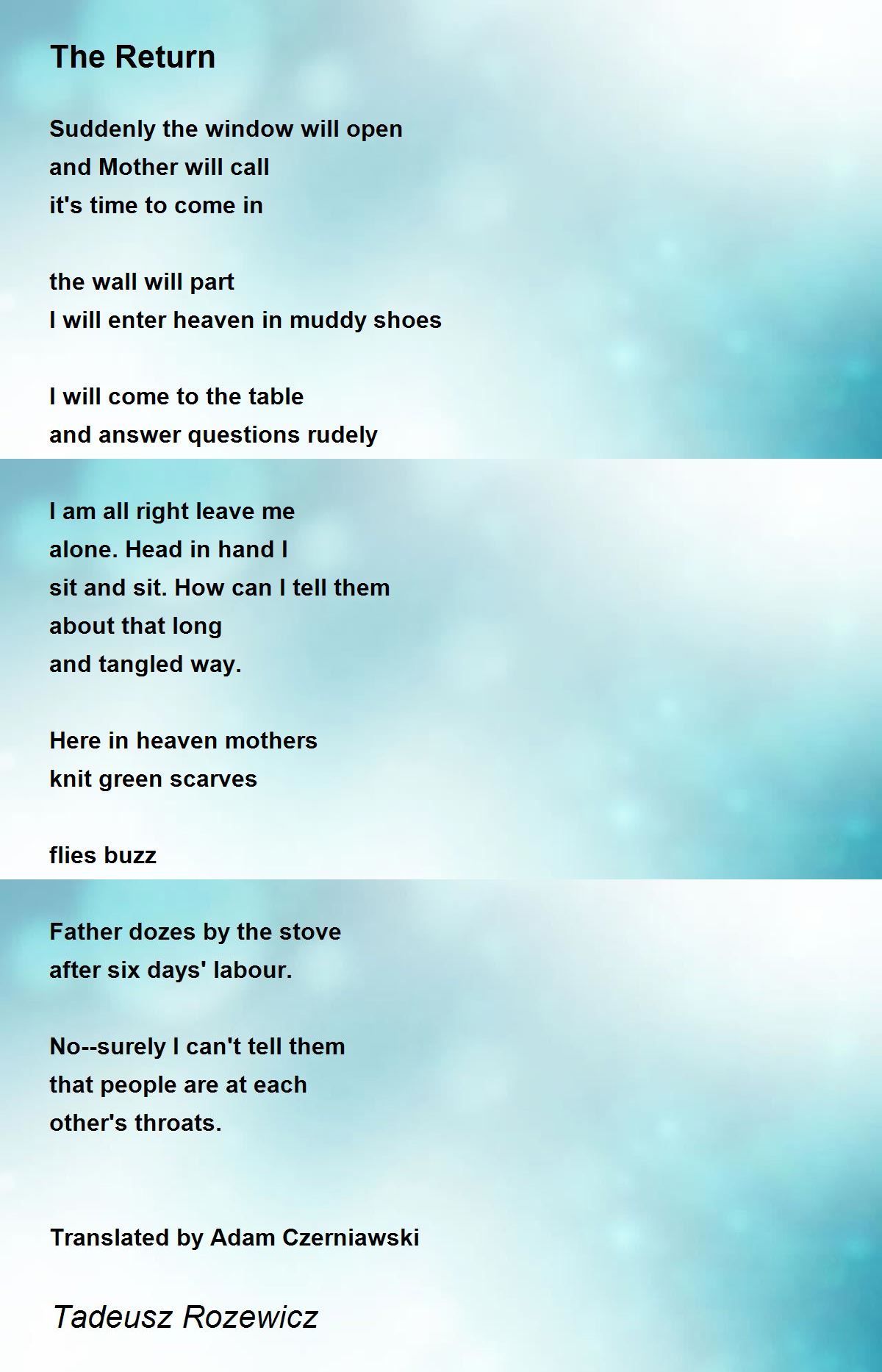 The Return The Return Poem by Tadeusz Rozewicz