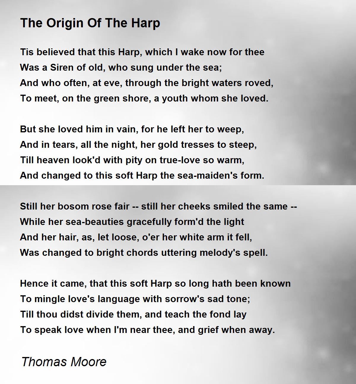 The Origin Of The Harp by Thomas Moore The Origin Of The Harp Poem