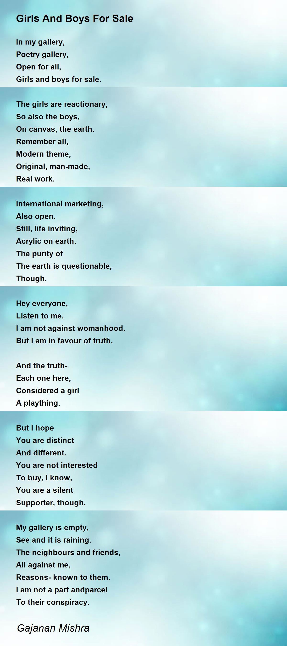 Girls And Boys For Sale Poem by Gajanan Mishra Poem Hunter