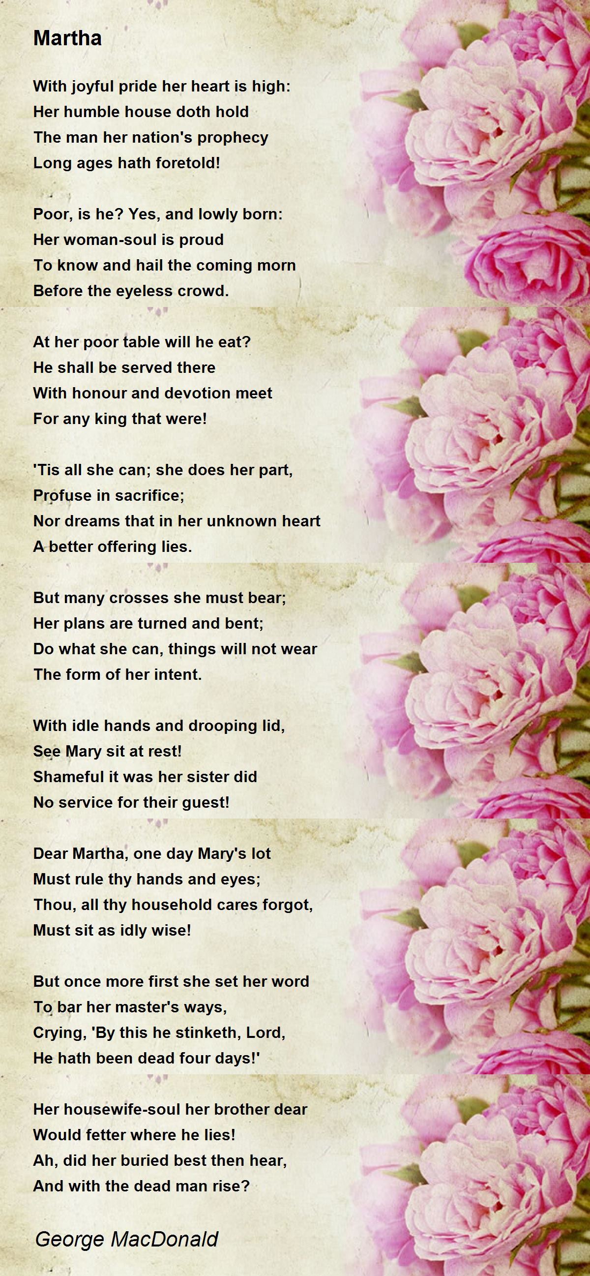 Martha Poem by George MacDonald - Poem Hunter