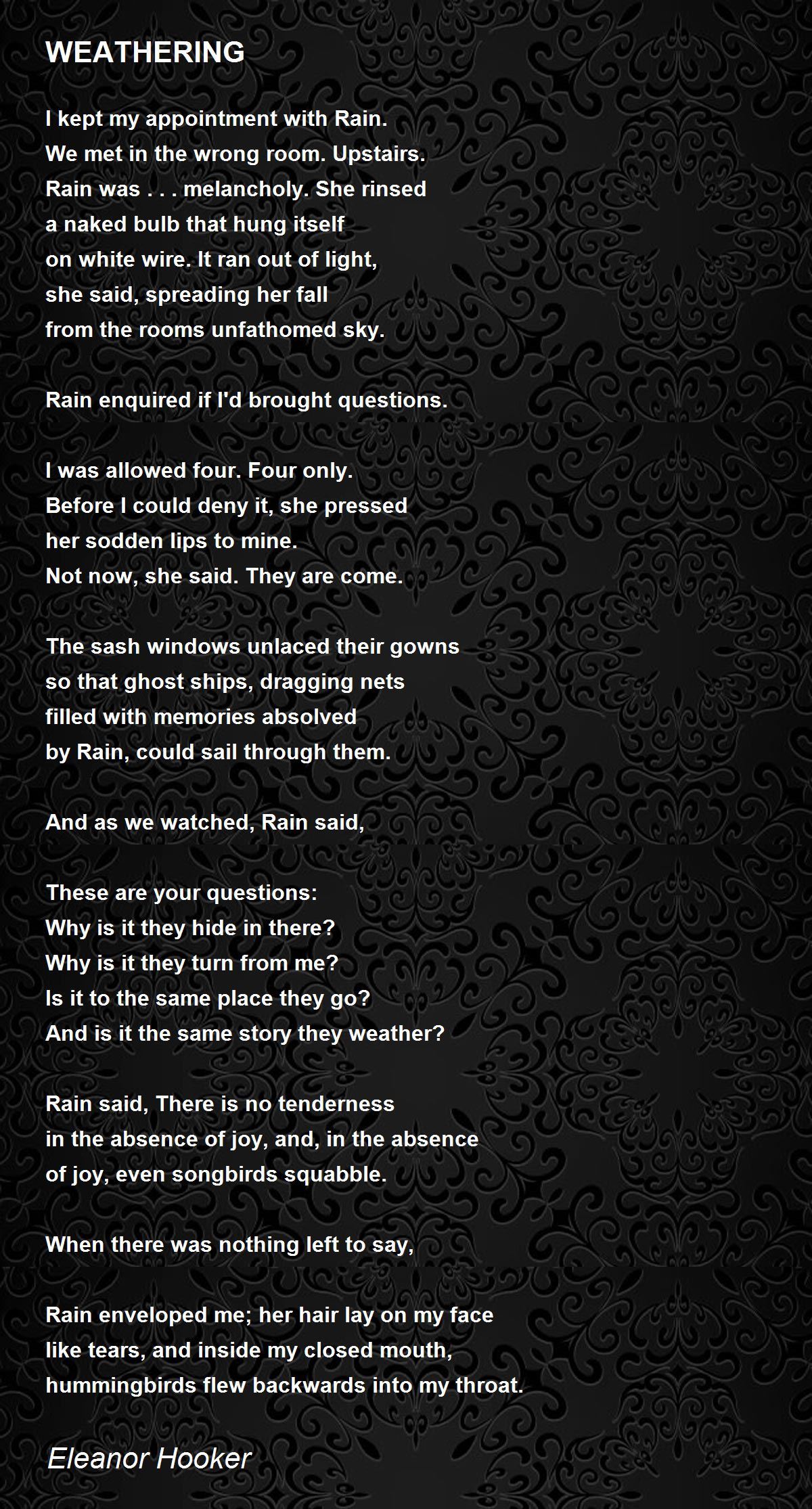 WEATHERING WEATHERING Poem by Eleanor Hooker