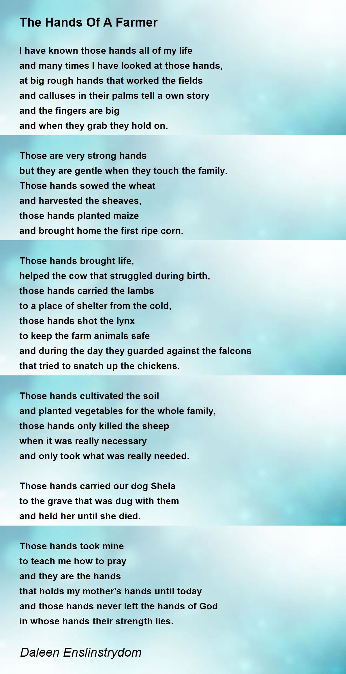 The Hands Of A Farmer Poem by Daleen Enslinstrydom - Poem Hunter