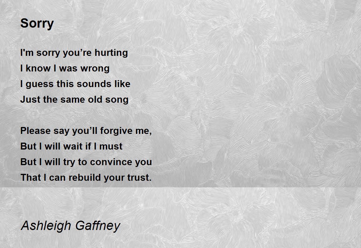 Sorry Sorry Poem by Ashleigh Gaffney