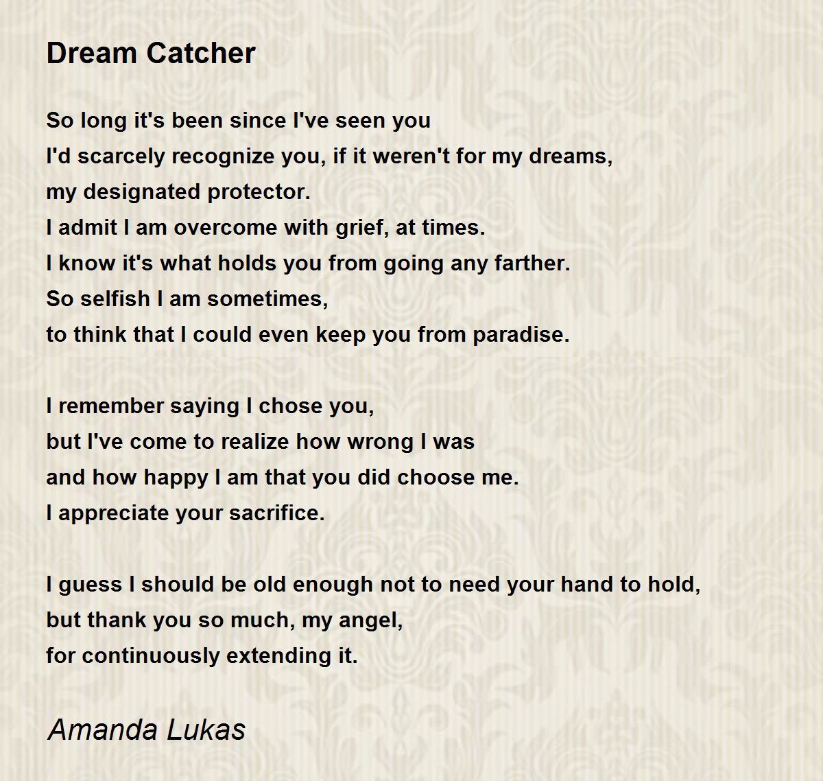 Dream Catcher Dream Catcher Poem by Amanda Lukas