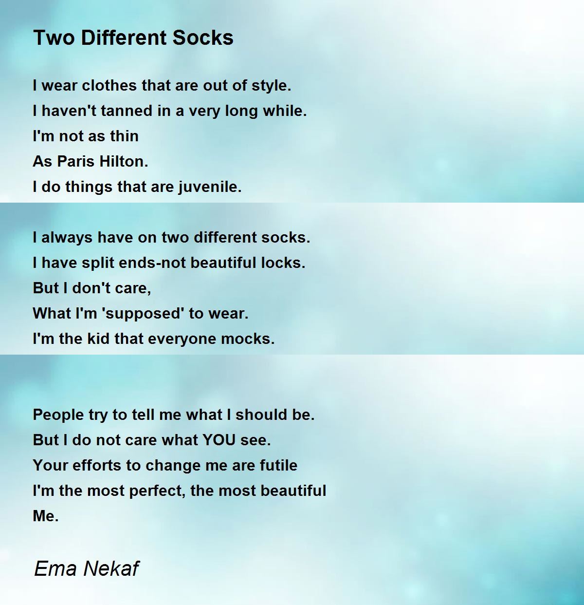 Two Different Socks Poem by Ema Nekaf Poem Hunter