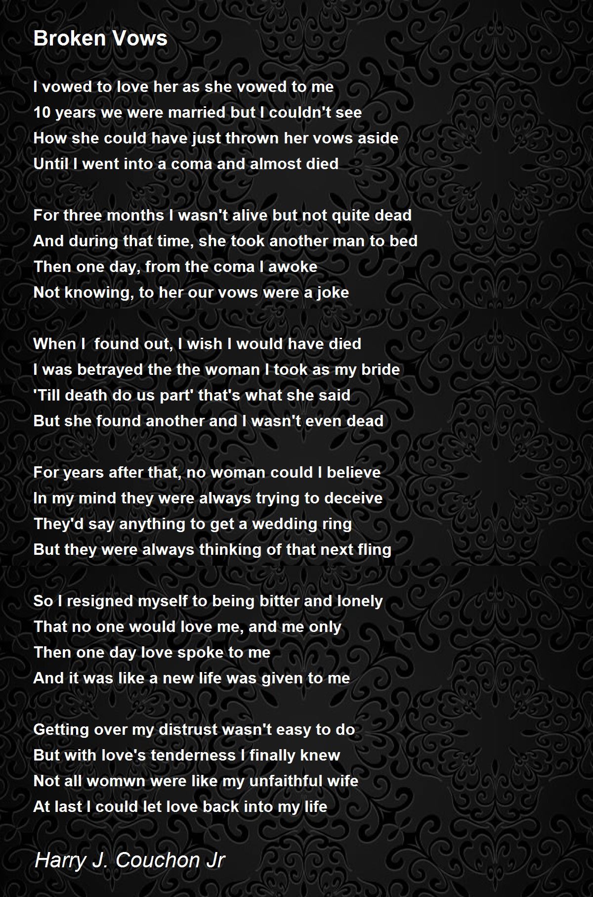 Broken Vows Broken Vows Poem by Harry J. Couchon Jr