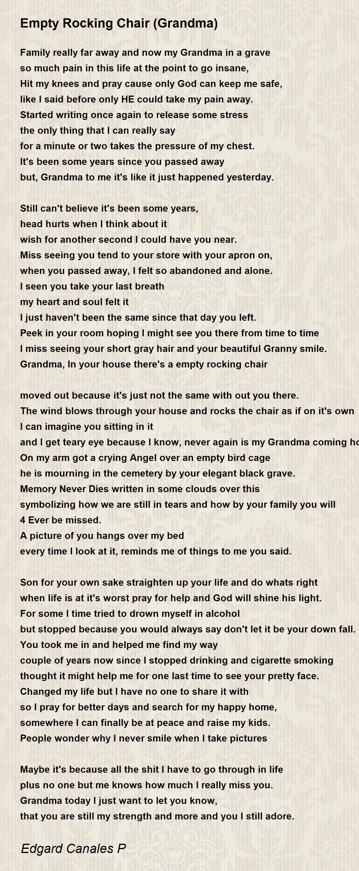 Empty Rocking Chair (Grandma) Poem by Edgard Canales P