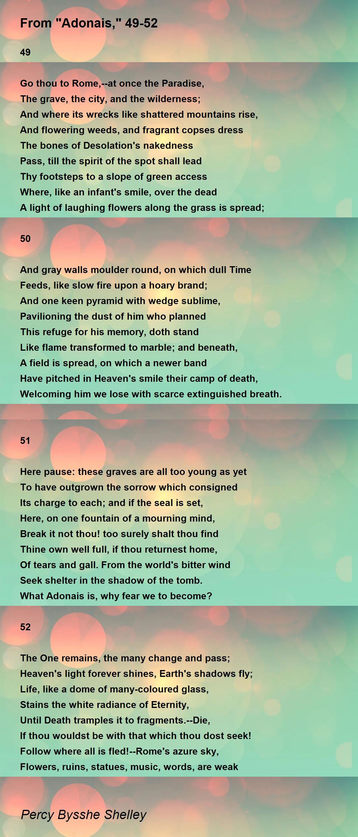 From "Adonais," 49-52 Poem by Percy Bysshe Shelley - Poem Hunter