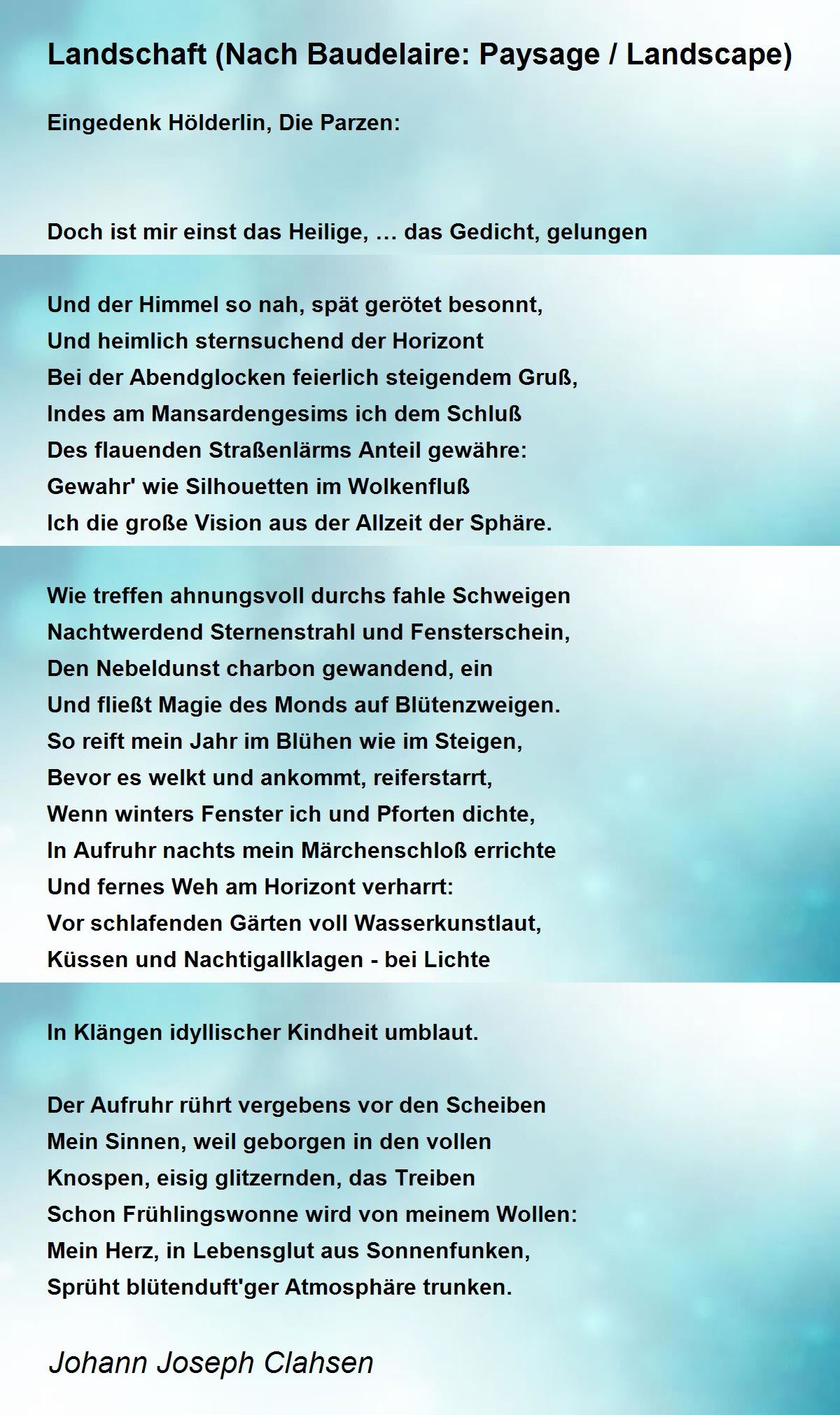 Landschaft (Nach Baudelaire Paysage / Landscape) Landschaft (Nach