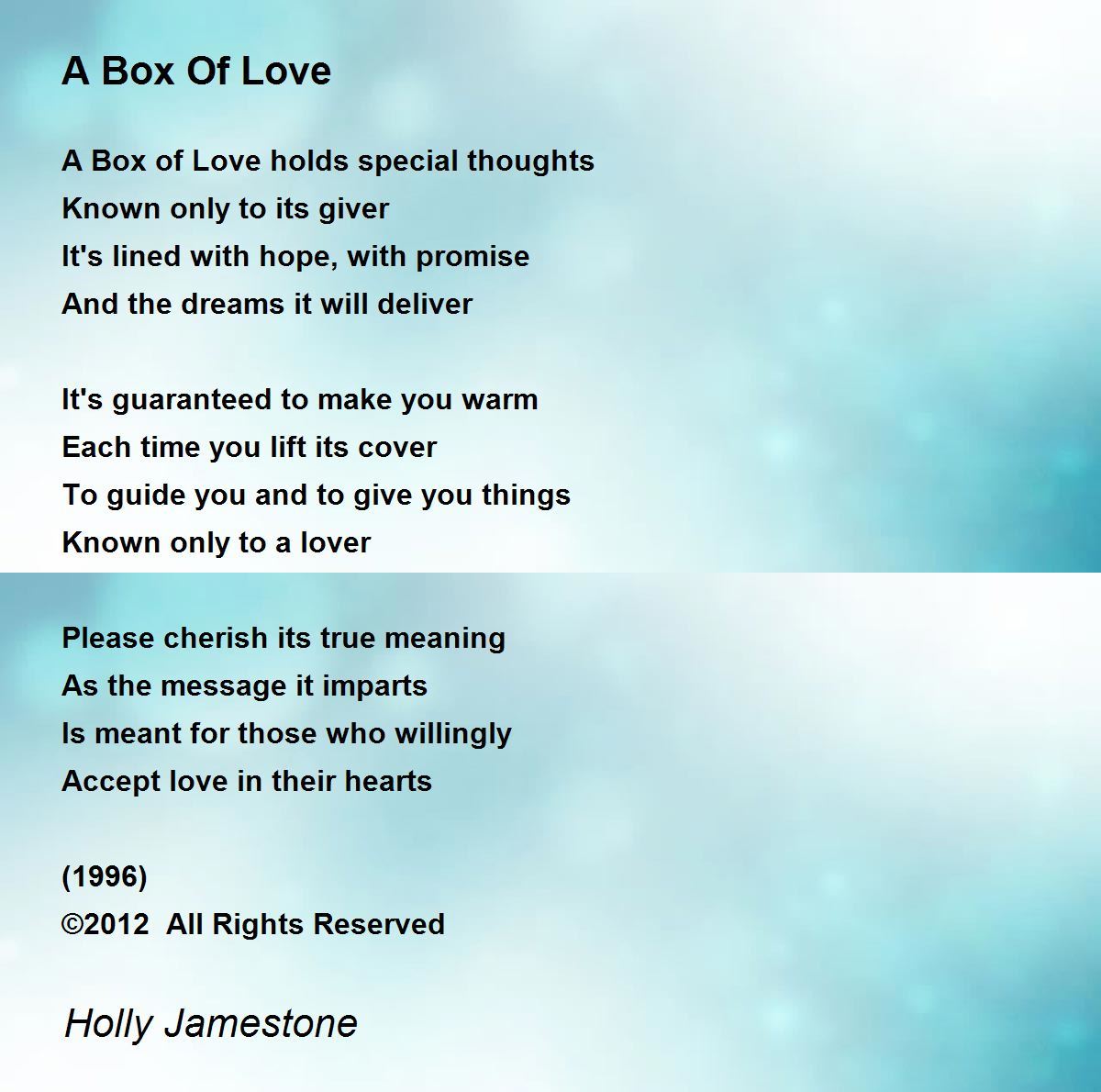 A Box Of Love A Box Of Love Poem by Holly Jamestone