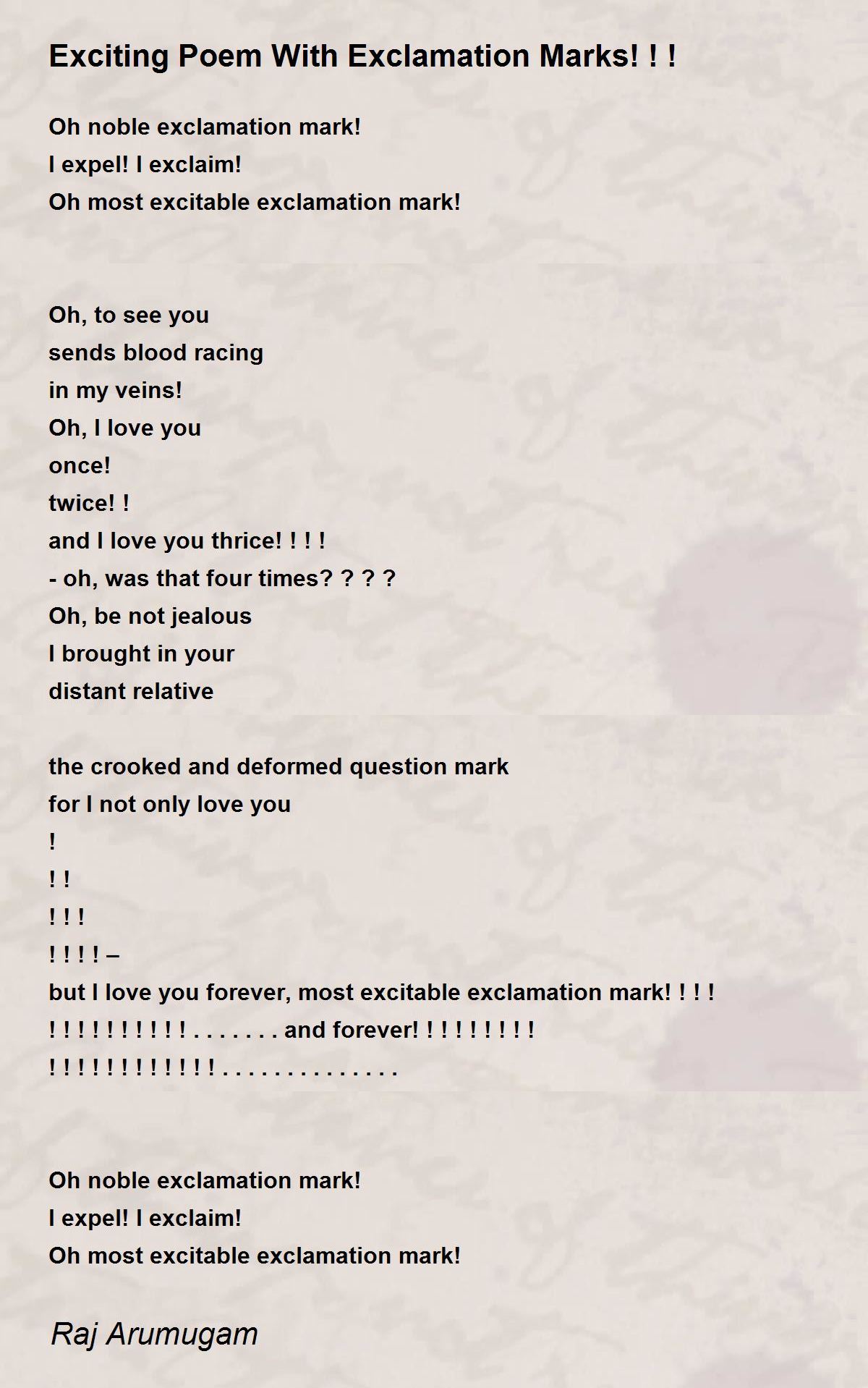 Exciting Poem With Exclamation Marks! ! ! - Exciting Poem With