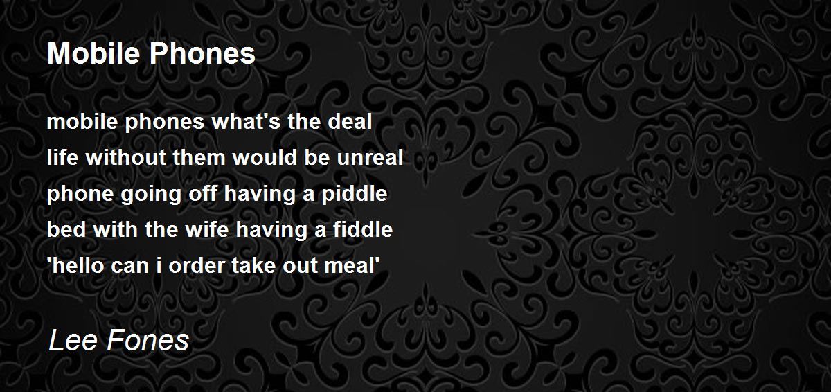 Mobile Phones Mobile Phones Poem by Lee Fones