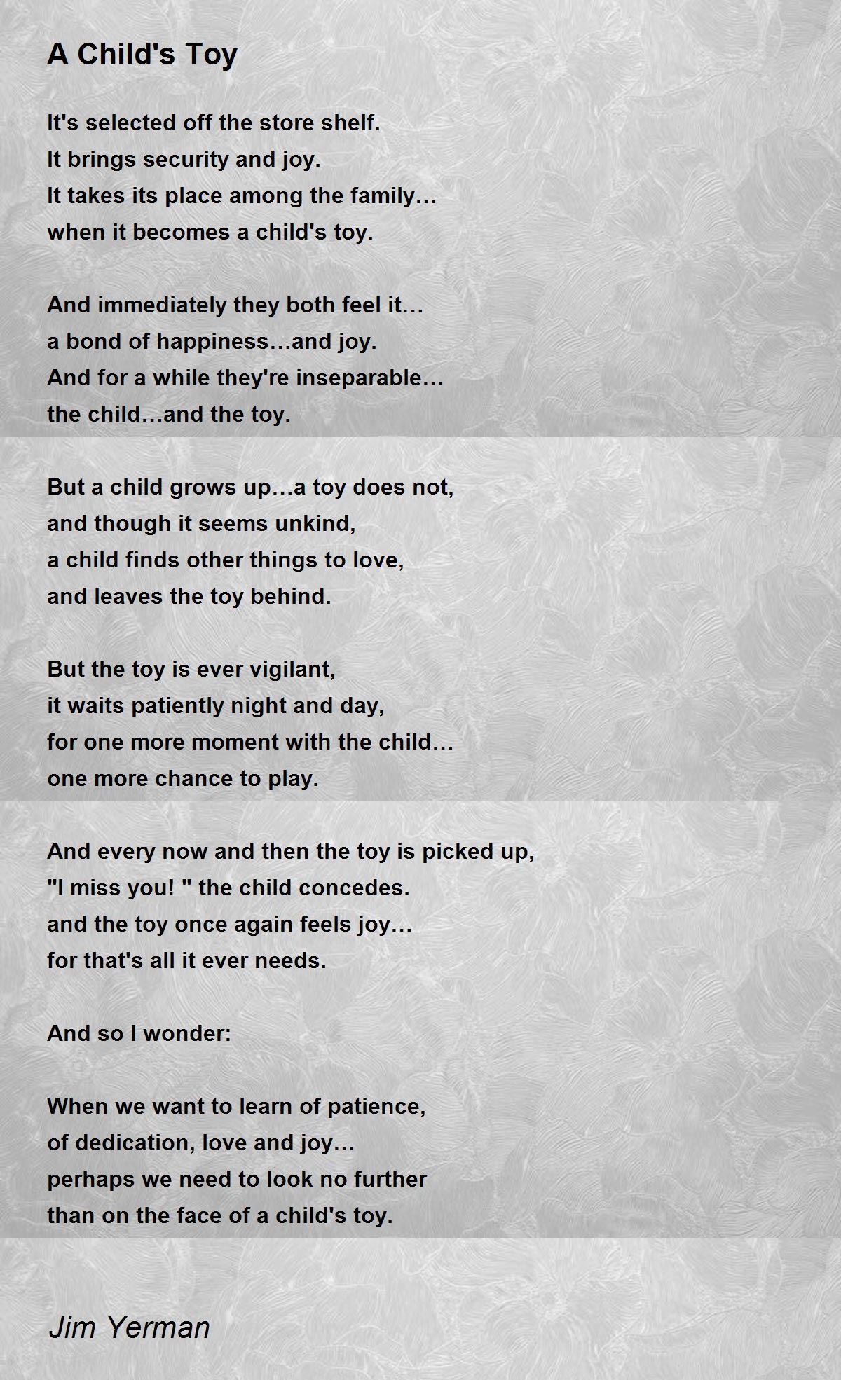 A Child's Toy A Child's Toy Poem by Jim Yerman