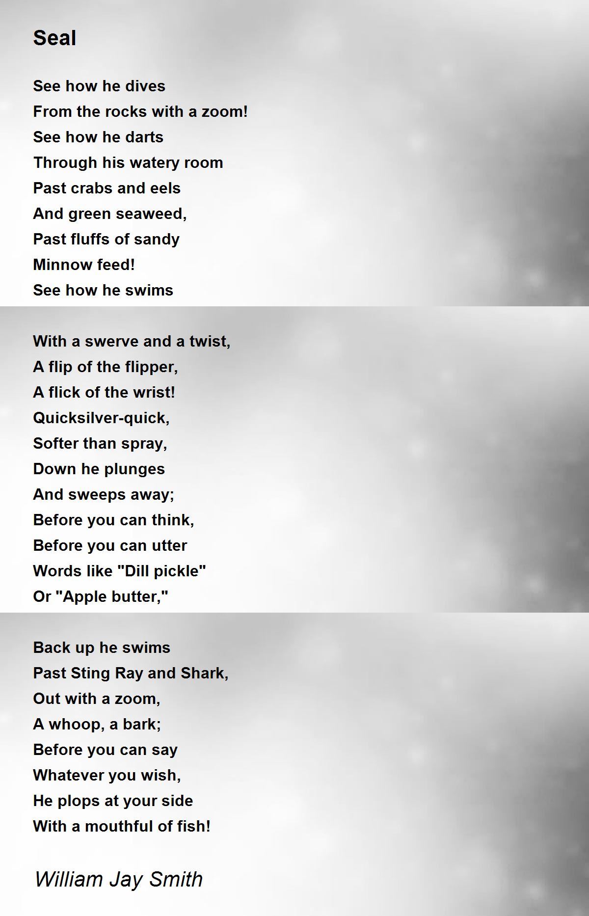 Seal Seal Poem by William Jay Smith