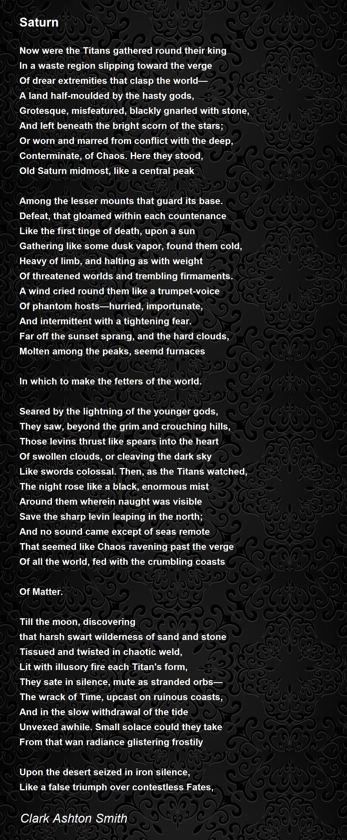 Saturn - Saturn Poem by Clark Ashton Smith