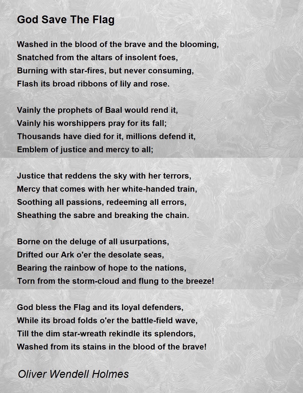 God Save The Flag Poem by Oliver Wendell Holmes - Poem Hunter