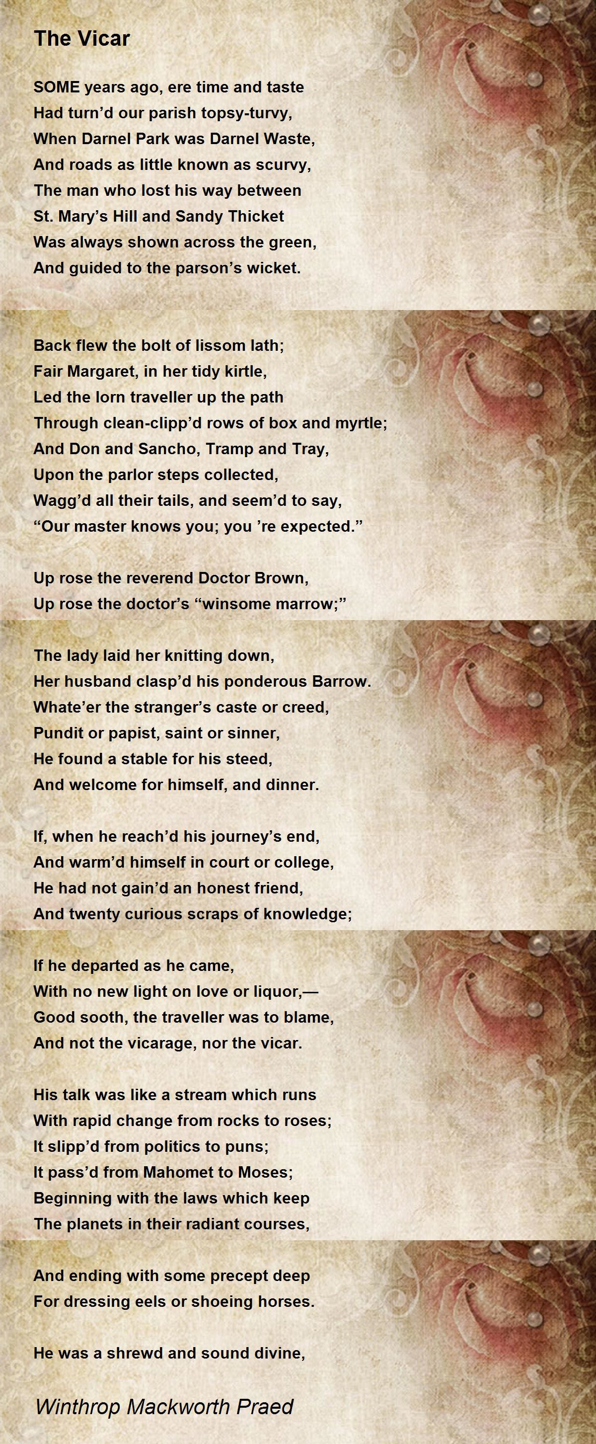 The Vicar The Vicar Poem by Winthrop Mackworth Praed
