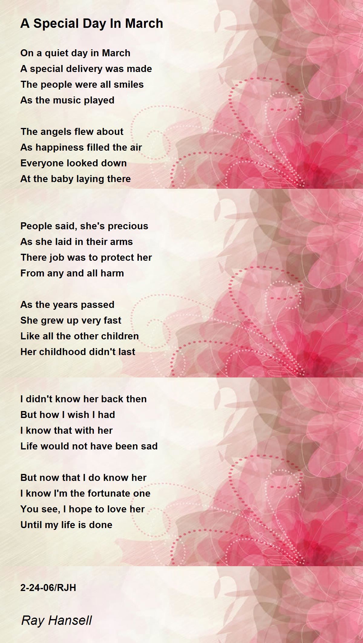 A Special Day In March by Ray Hansell A Special Day In March Poem