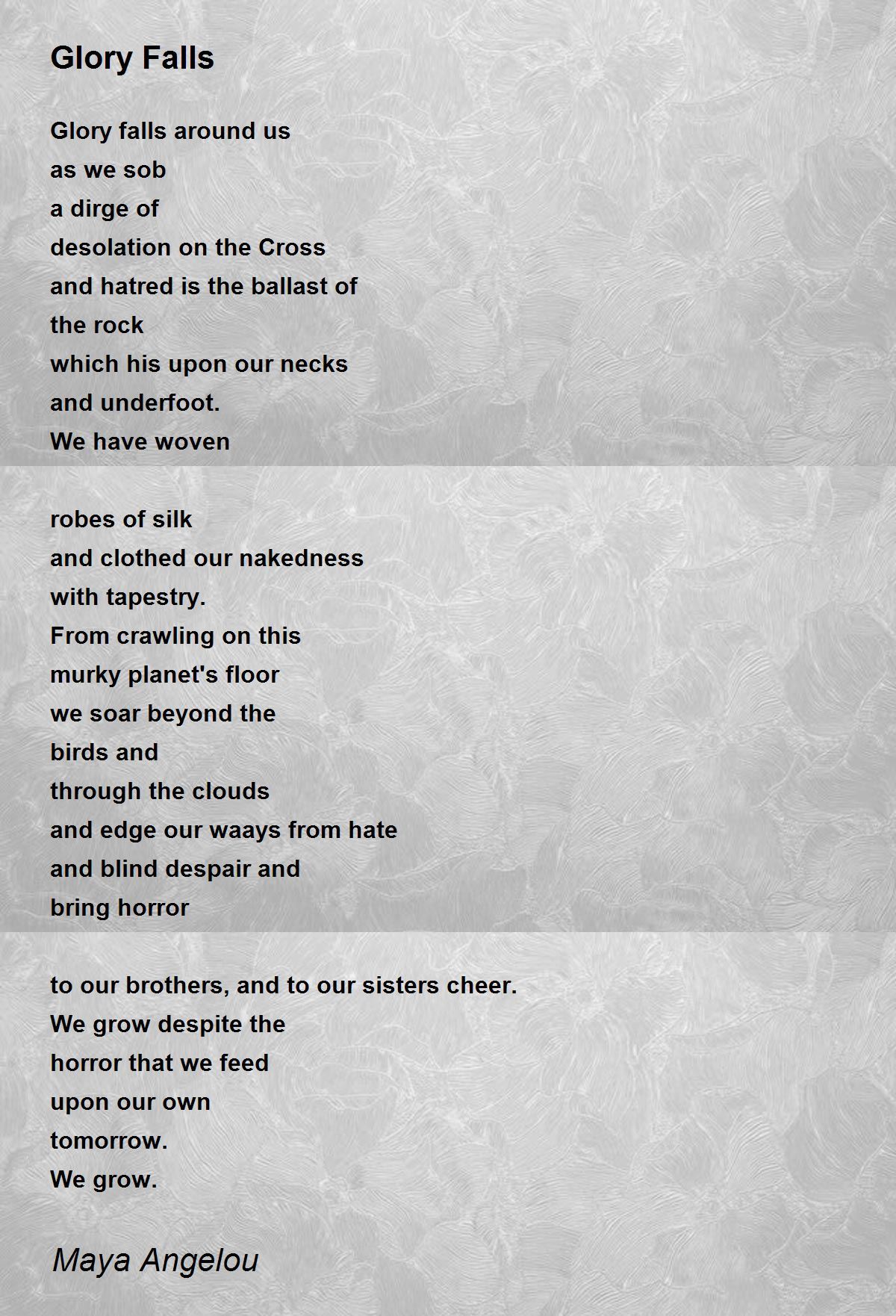 Glory Falls - Glory Falls Poem By Maya Angelou