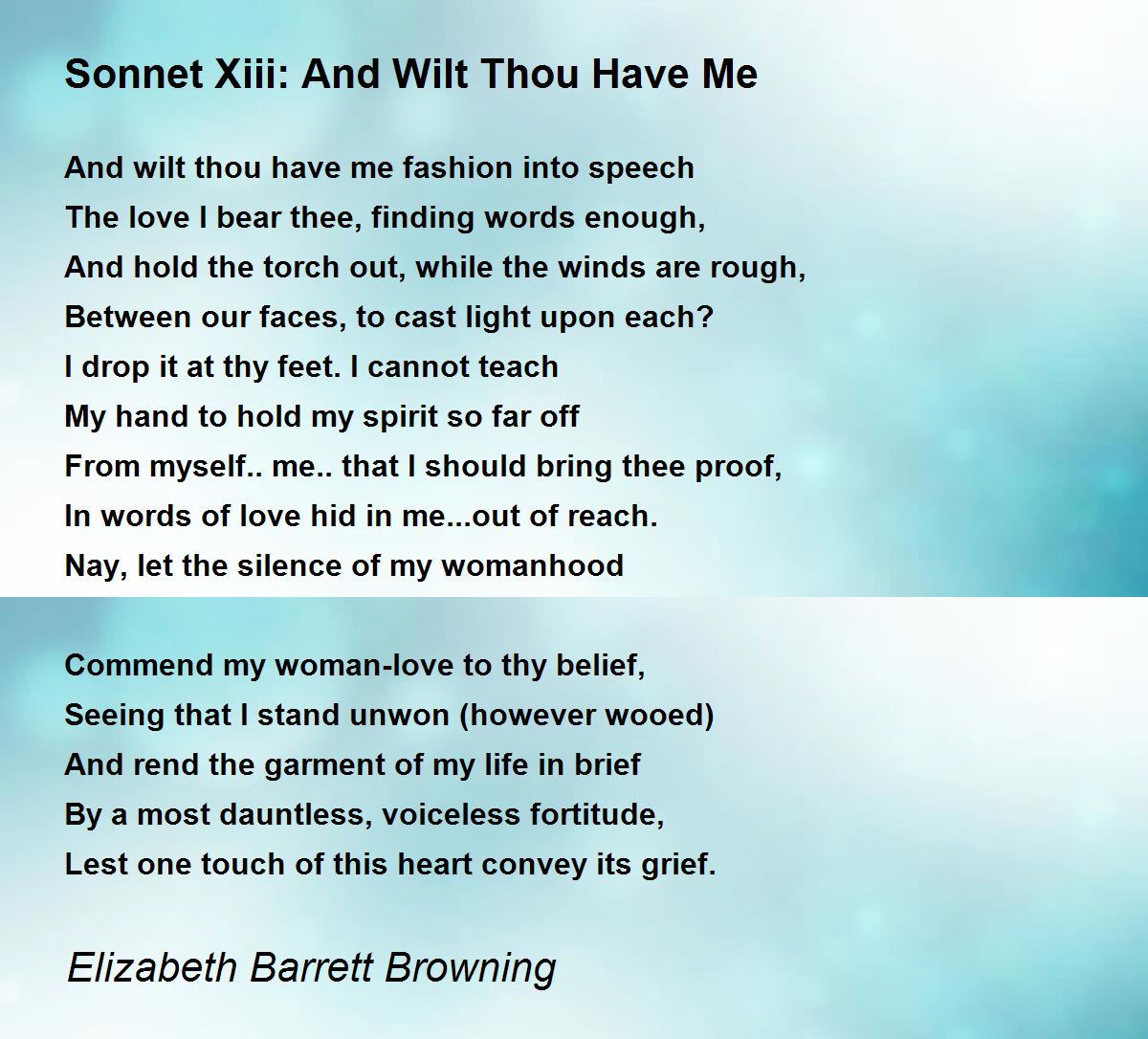 What kind of love was described in the sonnets image