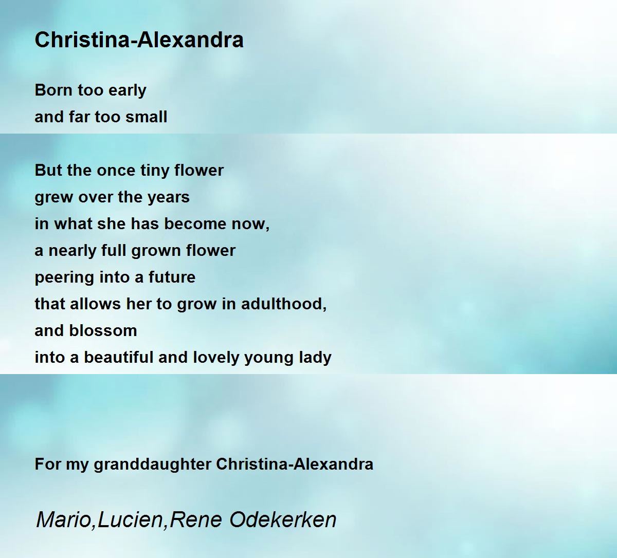 ChristinaAlexandra ChristinaAlexandra Poem by Mario, Lucien, Rene