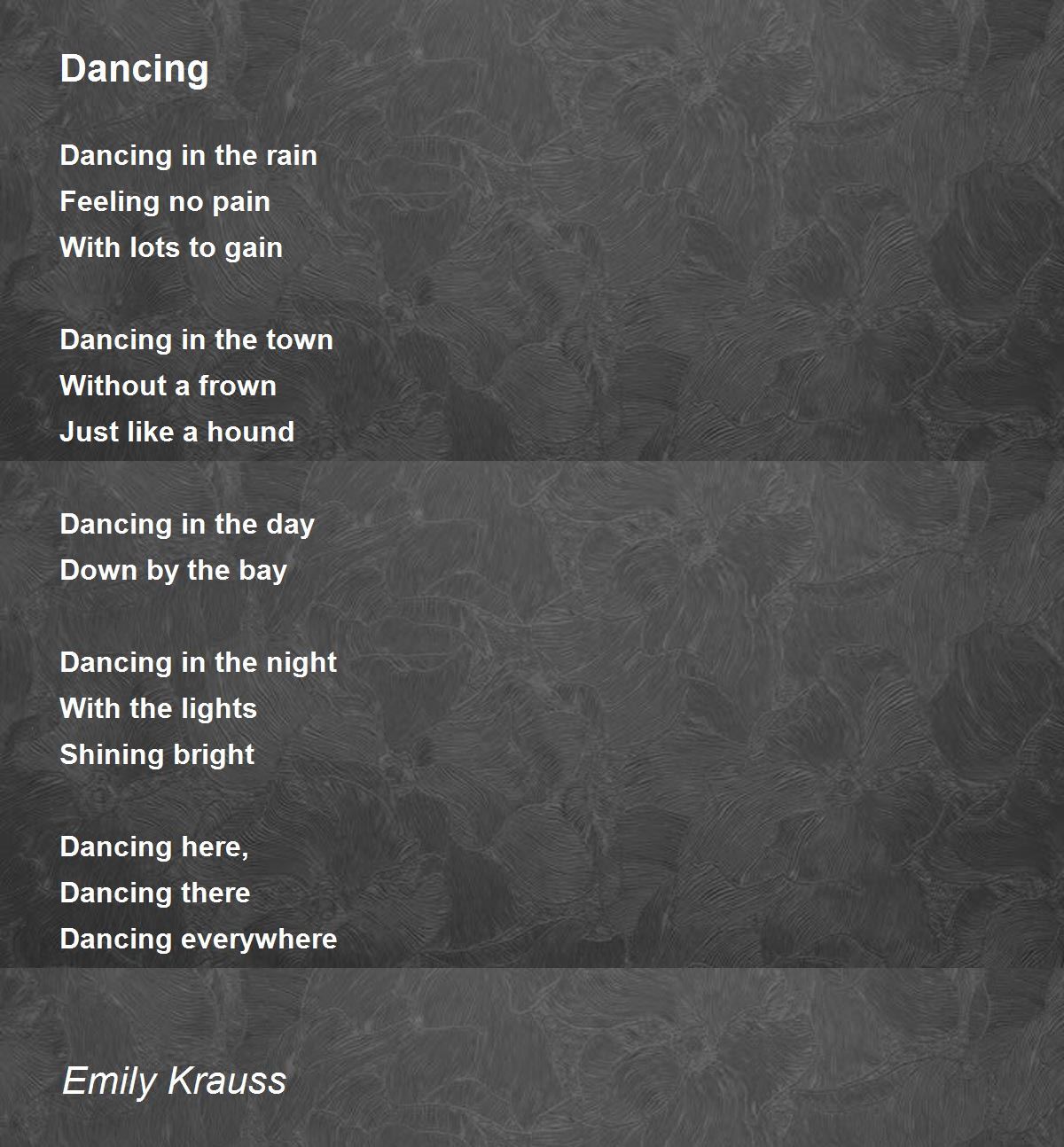 Dancing Poem by Emily Krauss Poem Hunter