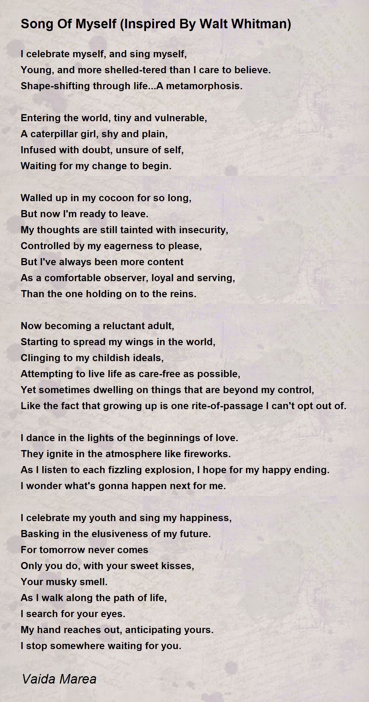 Song Of Myself (Inspired By Walt Whitman) Song Of Myself (Inspired By