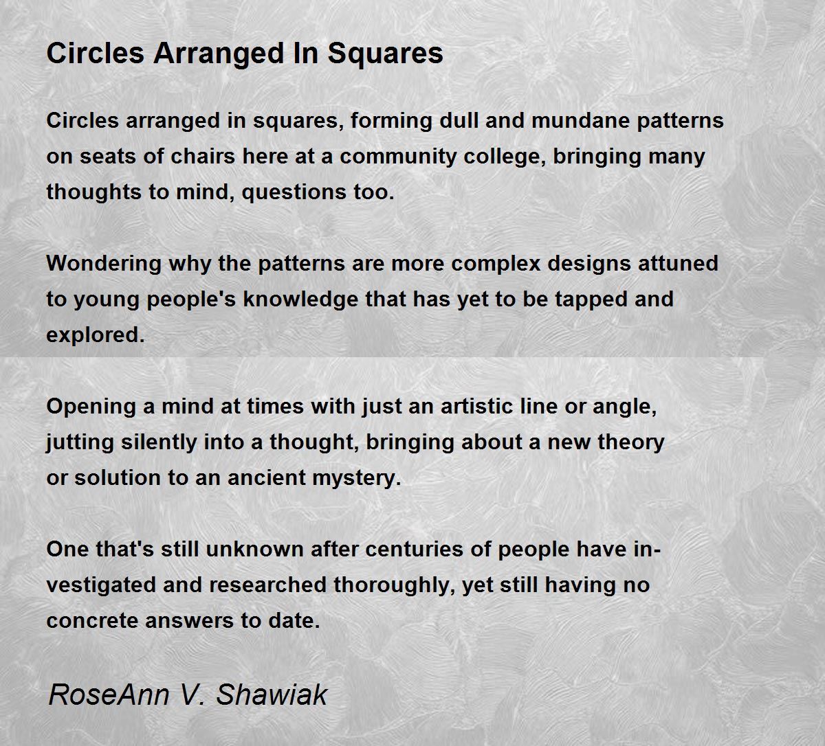 Circles Arranged In Squares Circles Arranged In Squares Poem by