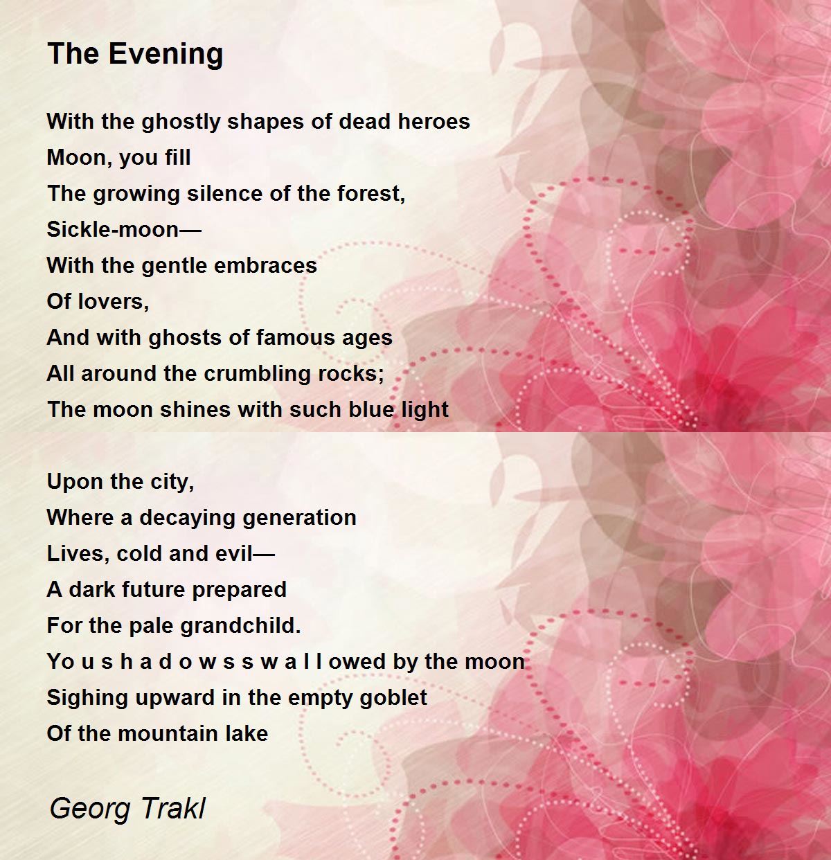 The Evening Poem by Trakl Poem Hunter