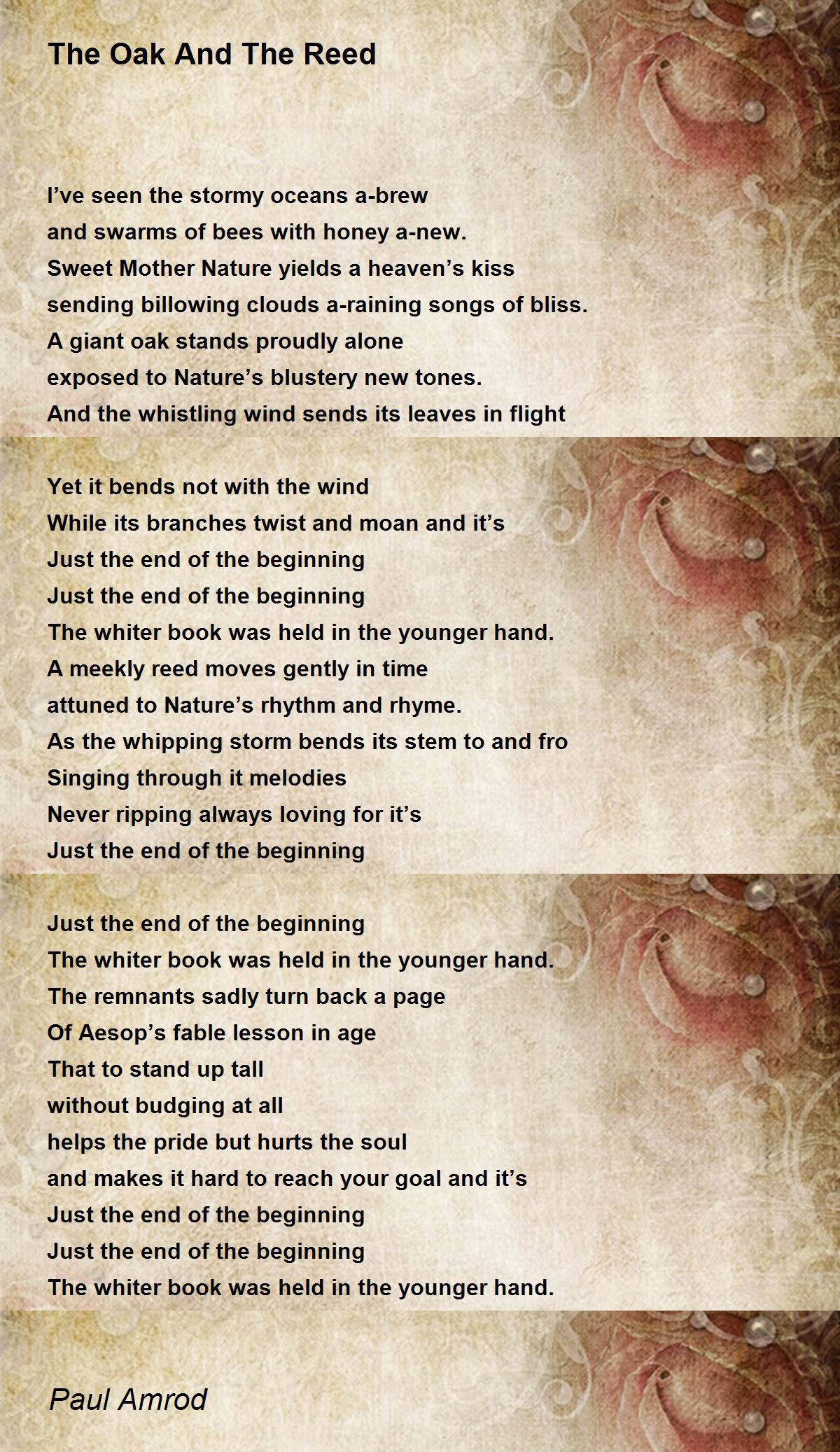 The Oak And The Reed The Oak And The Reed Poem by Paul Amrod