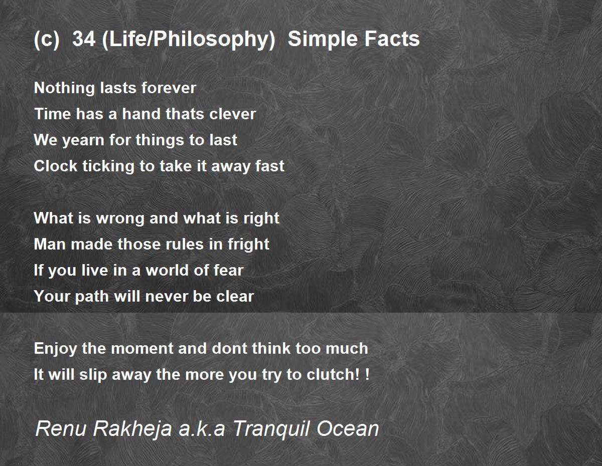 (c) 34 (Life/Philosophy) Simple Facts (c) 34 (Life/Philosophy) Simple