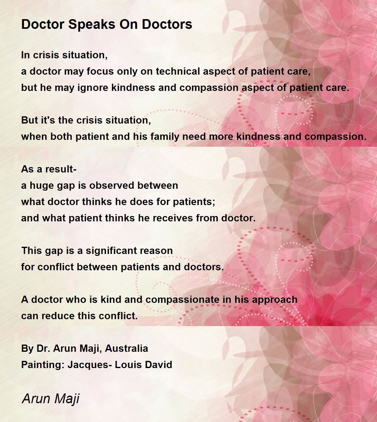 Doctor Speaks On Doctors Poem by Arun Maji Poem Hunter