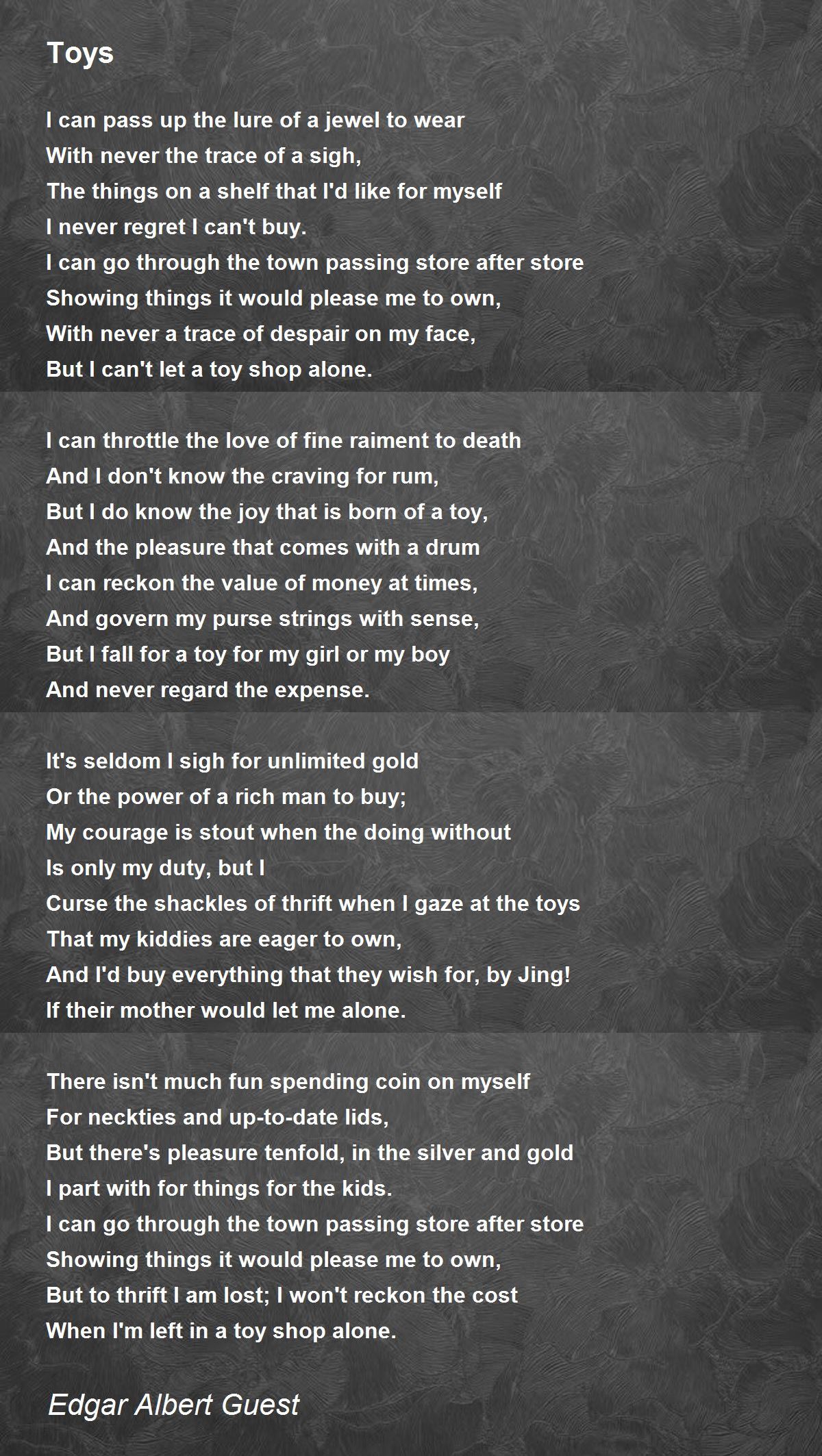 Toys Toys Poem by Edgar Albert Guest