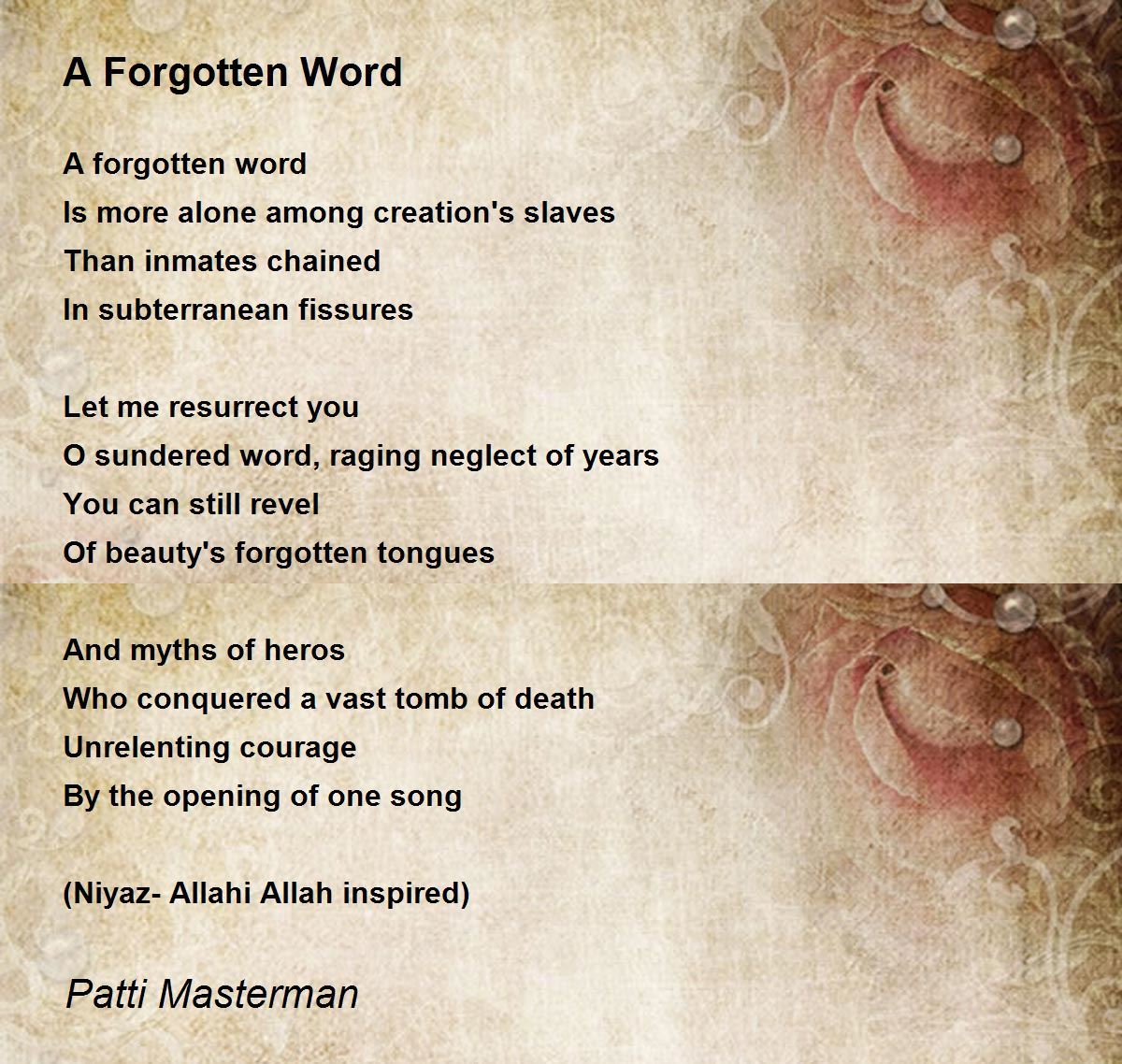 A Word A Word Poem by Patti Masterman