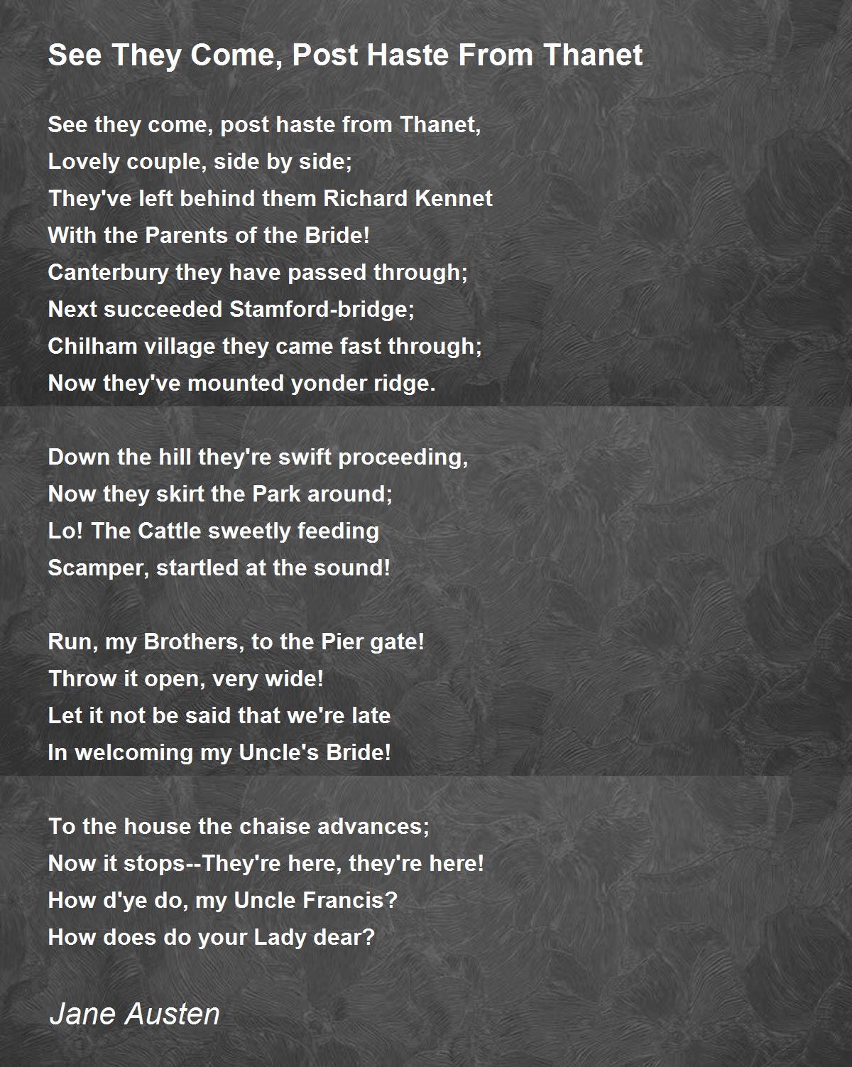 See They Come, Post Haste From See They Come, Post Haste From