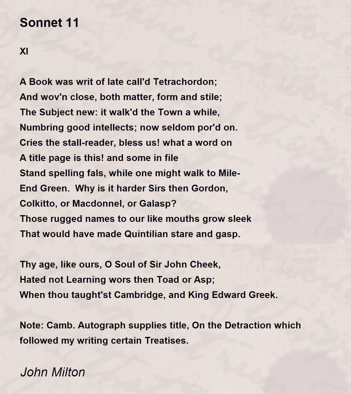 Shakespeare sonnet picture