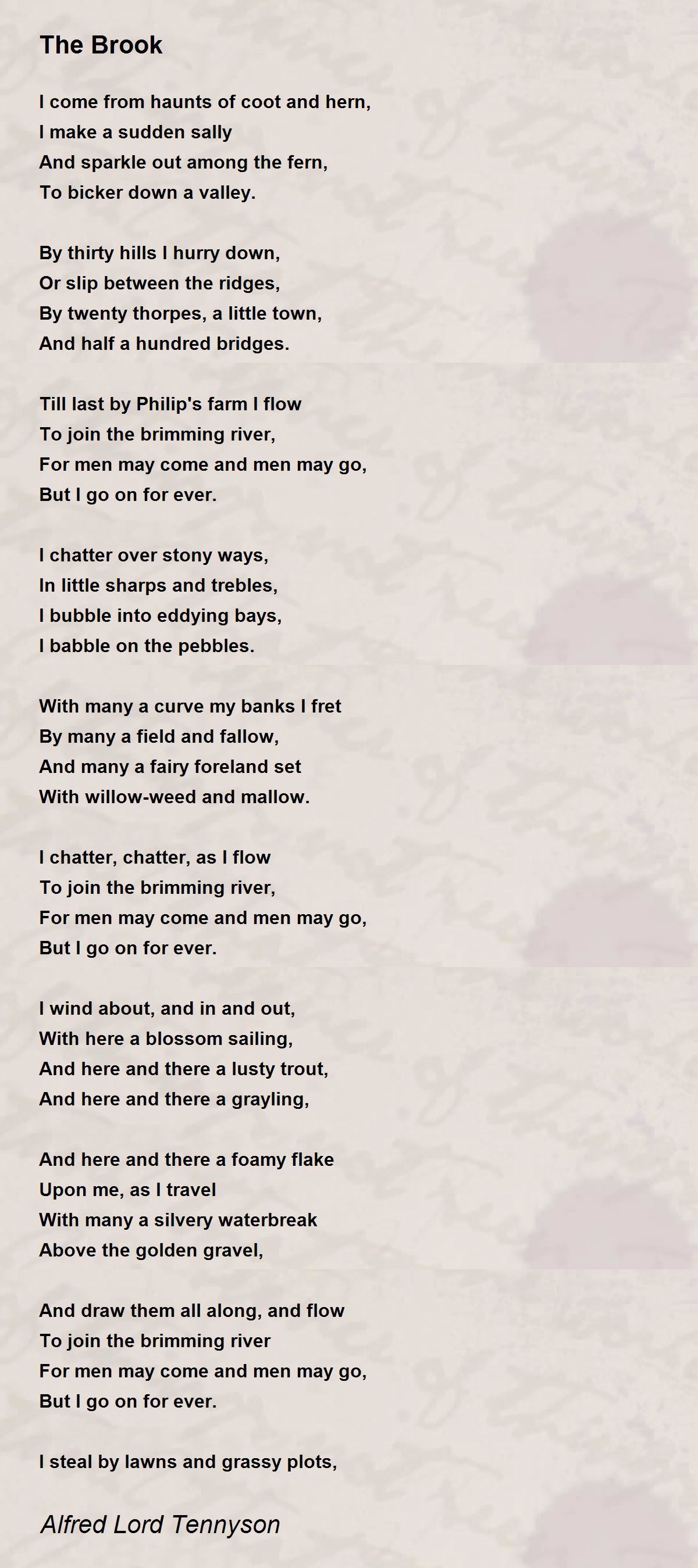 The Brook Poem by Alfred Lord Tennyson - Poem Hunter